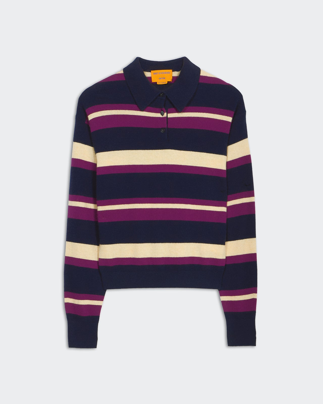 Collegiate Stripe Polo - Midnight Combo women's lightweight ribbed collar cashmere striped polo shirt