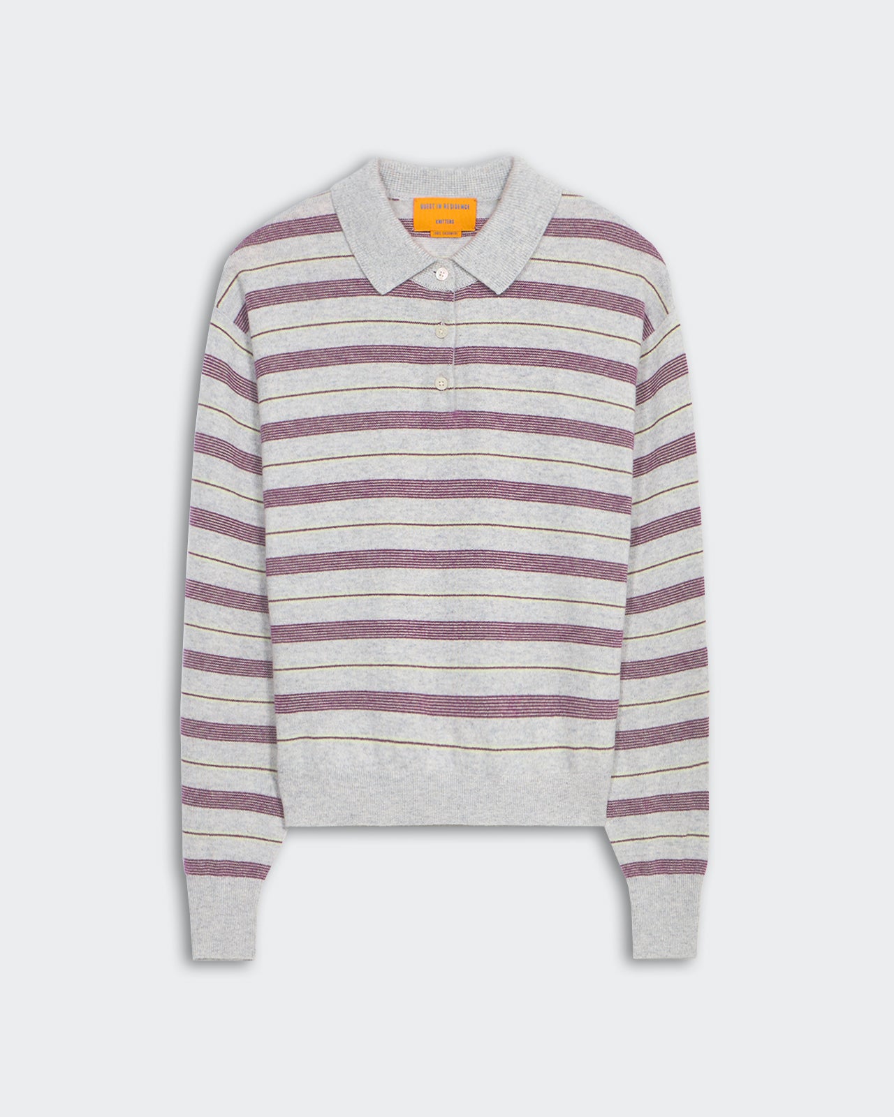 Collegiate Stripe Polo - Stone Combo women's lightweight jersey stripe polo with ribbed cuffs and collar.