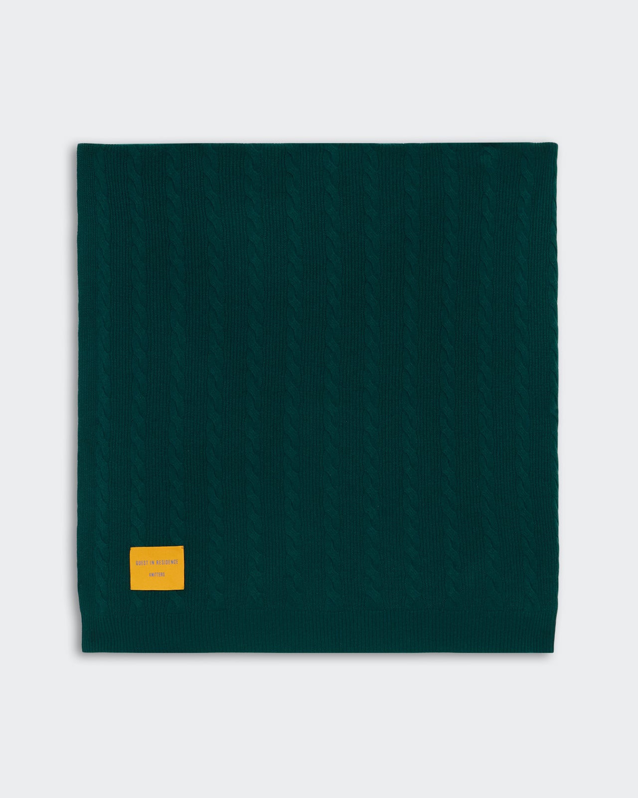 Cable Blanket - Green medium-weight 60x60 inch cable knit cashmere blanket with premium Inner Mongolia cashmere.