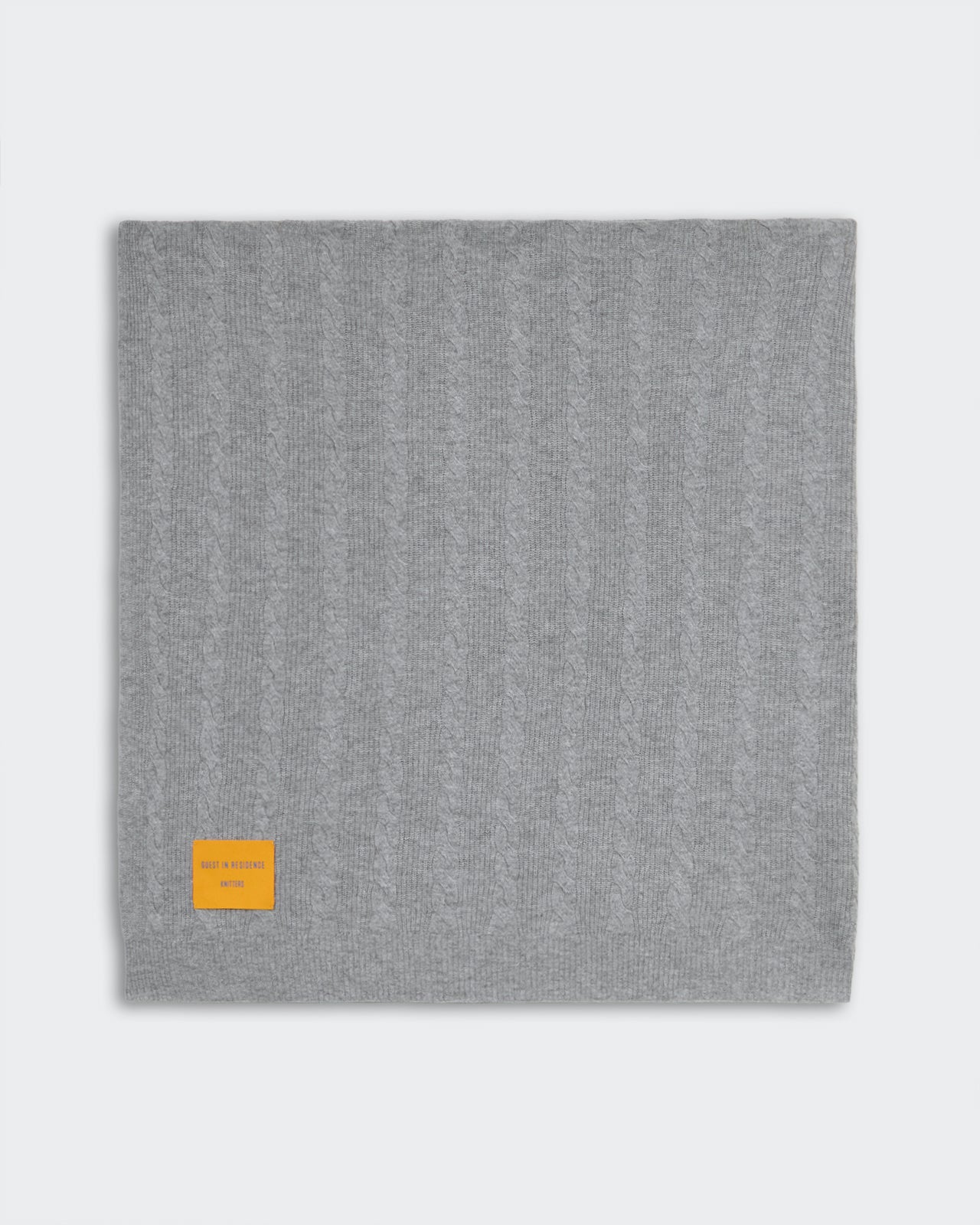Cable Blanket - Heather Grey 60x60 inch cable knit medium-weight 100% cashmere blanket from inner Mongolia.