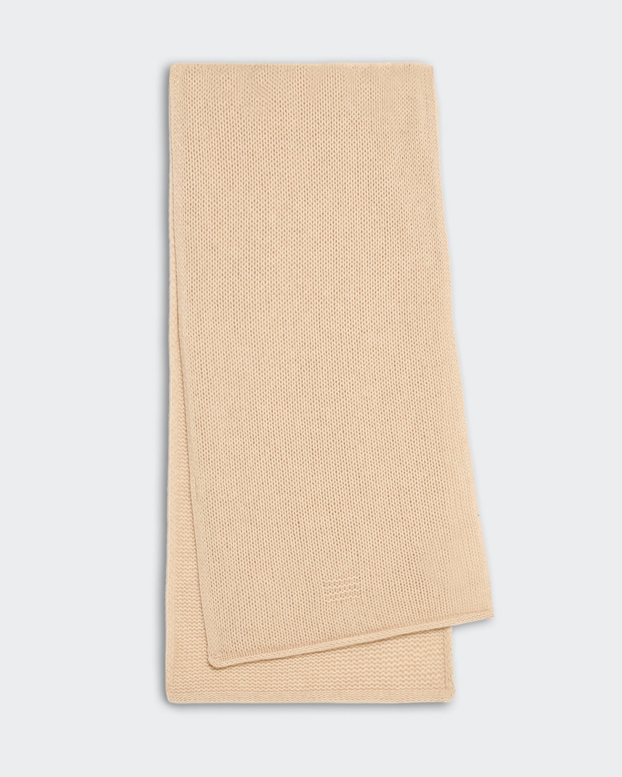 Folded sandstone-colored open knit jersey scarf made from 100% premium cashmere, lightweight and chunky design