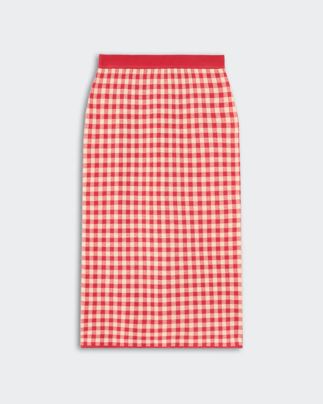 Gingham Long Skirt - Scarlet/Mist