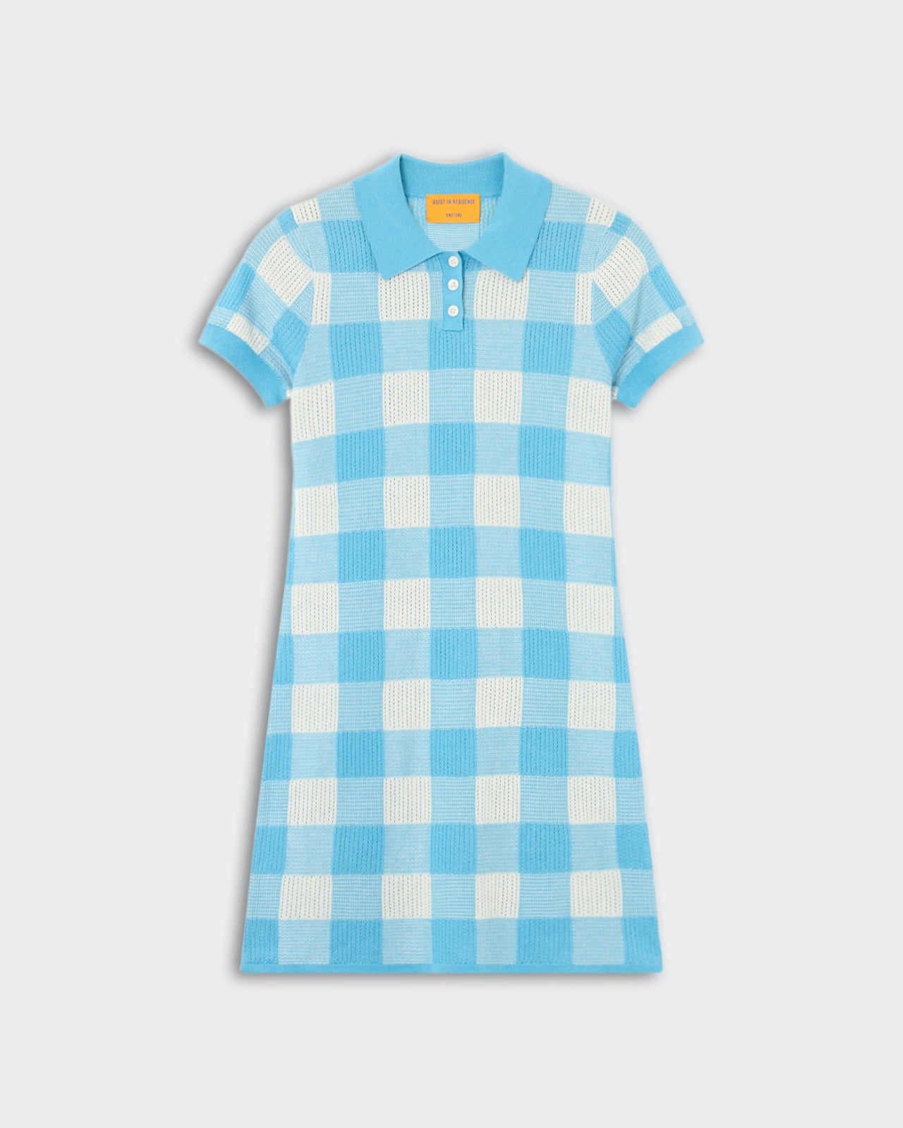 Gingham Polo Dress - Swimming Pool/Cream
