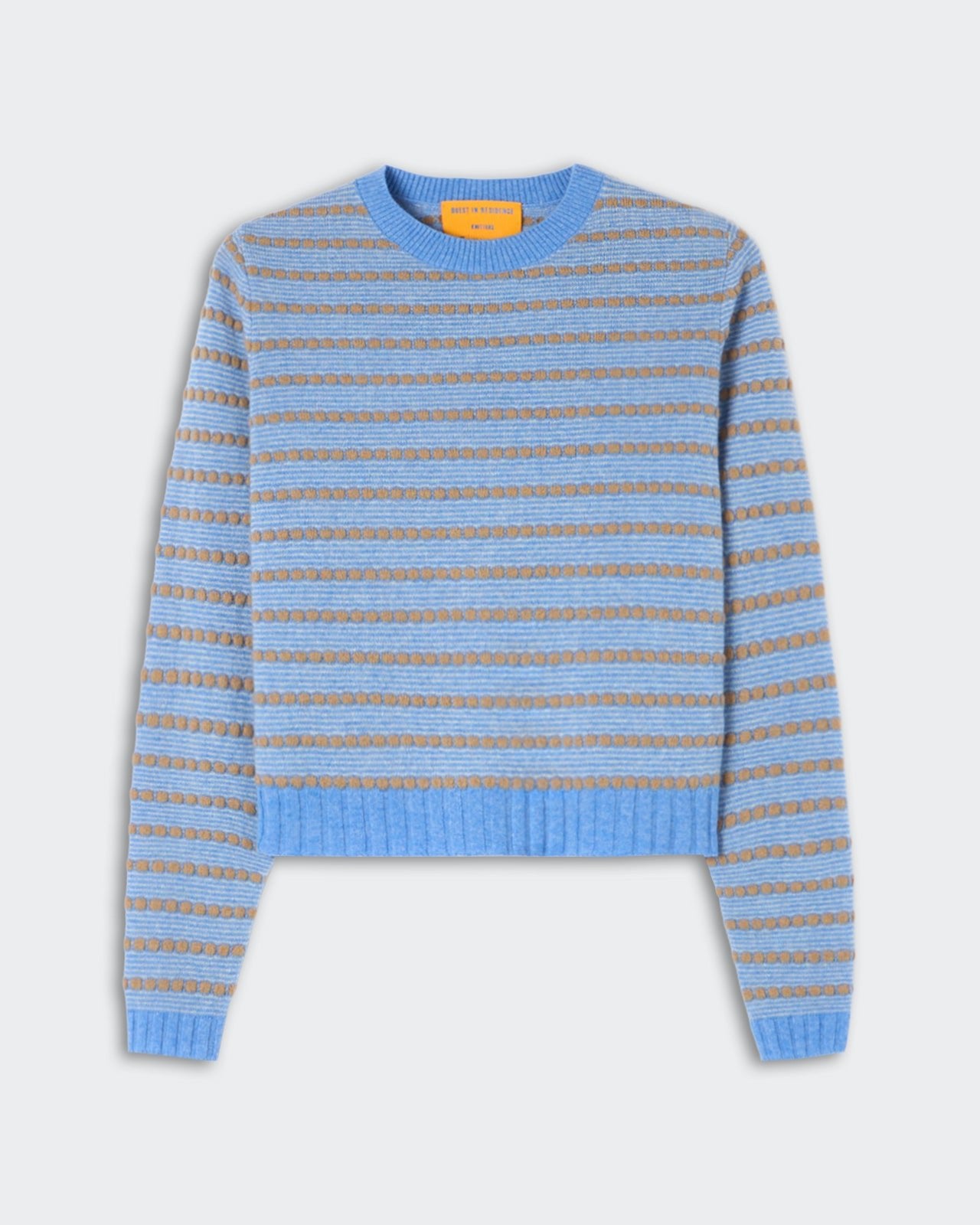 Pebble Stripe Shrunken Crew - Delft Blue Combo