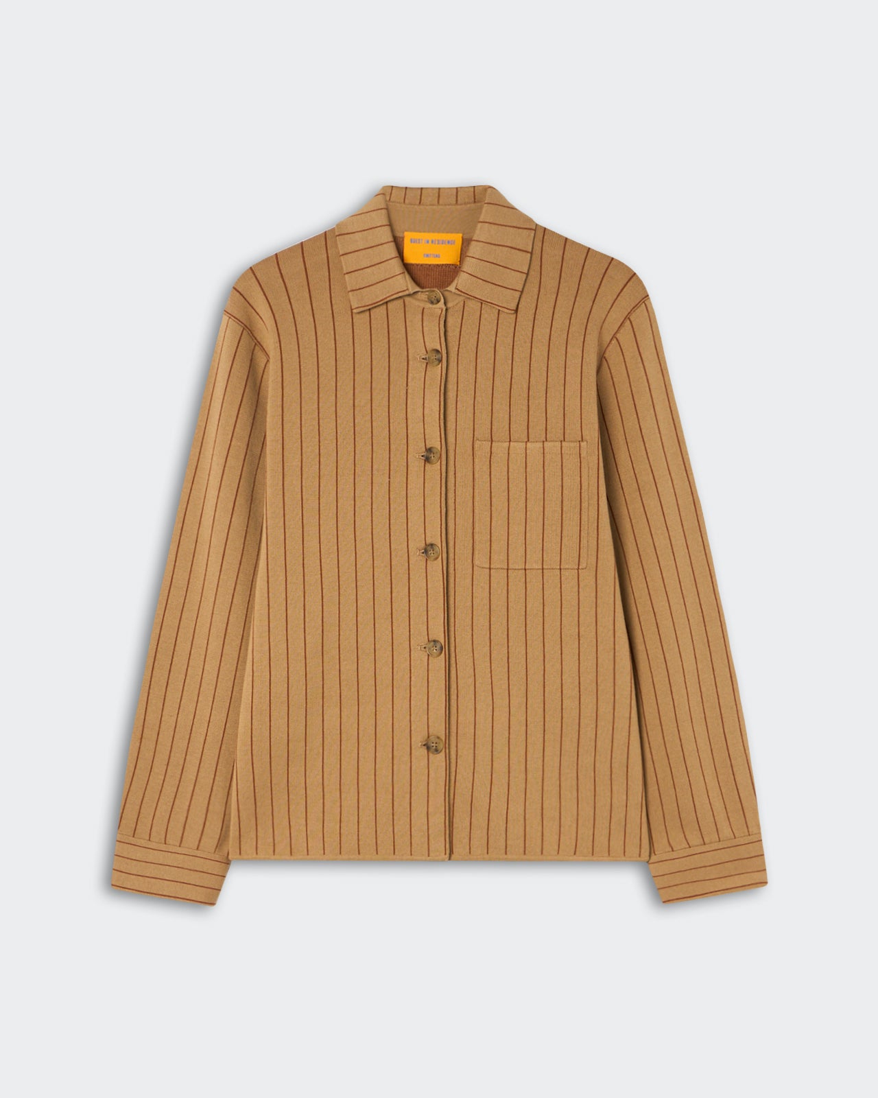 Pinstripe Work Shirt - Camel/Burnt Sienna