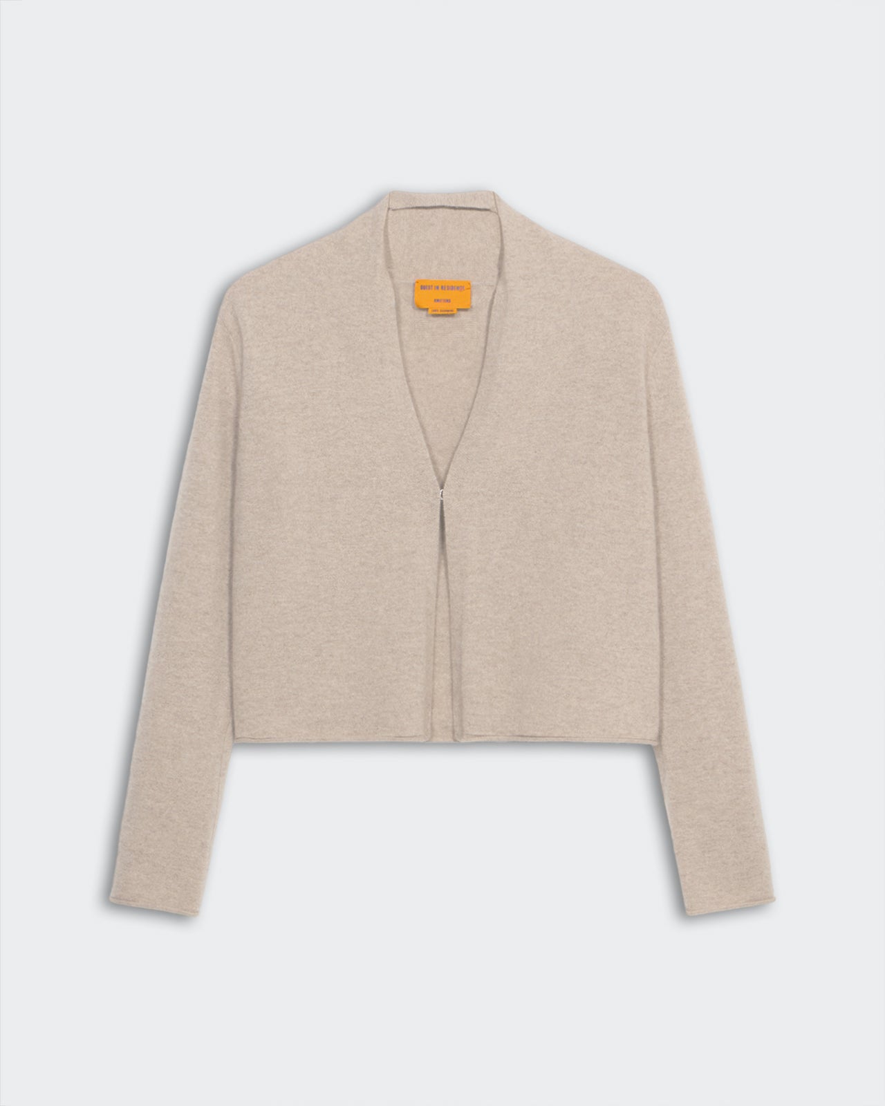 Stealth Cardigan - Taupe women's lightweight cashmere knit open-front with hook-and-eye closure and shawl collar.