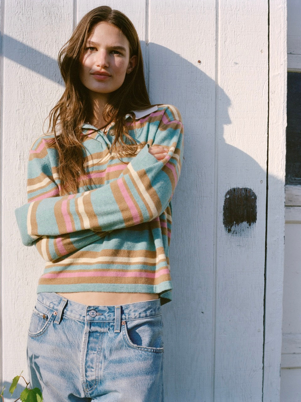 Cropped Stripe Rugby - Glacier Combo