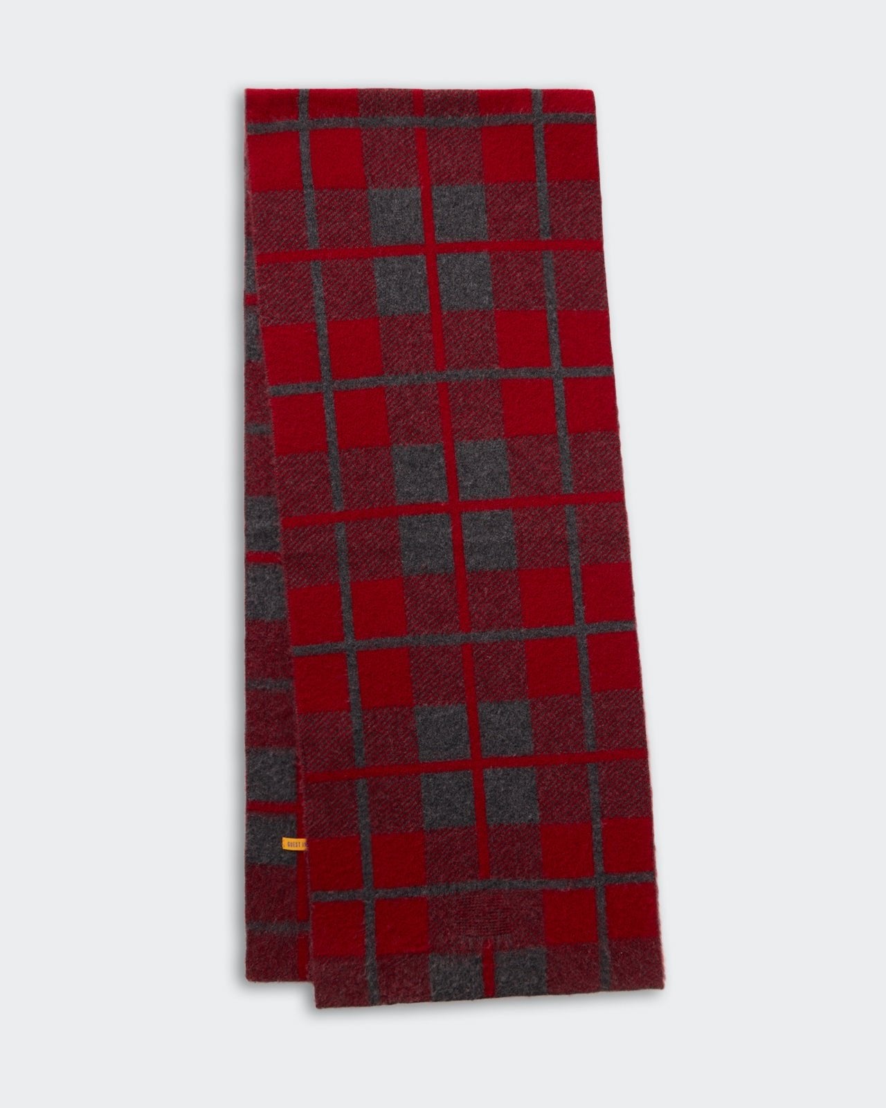The Plaid Big Scarf - Charcoal/Ruby mid-weight brushed plaid wool cashmere blend double knit design