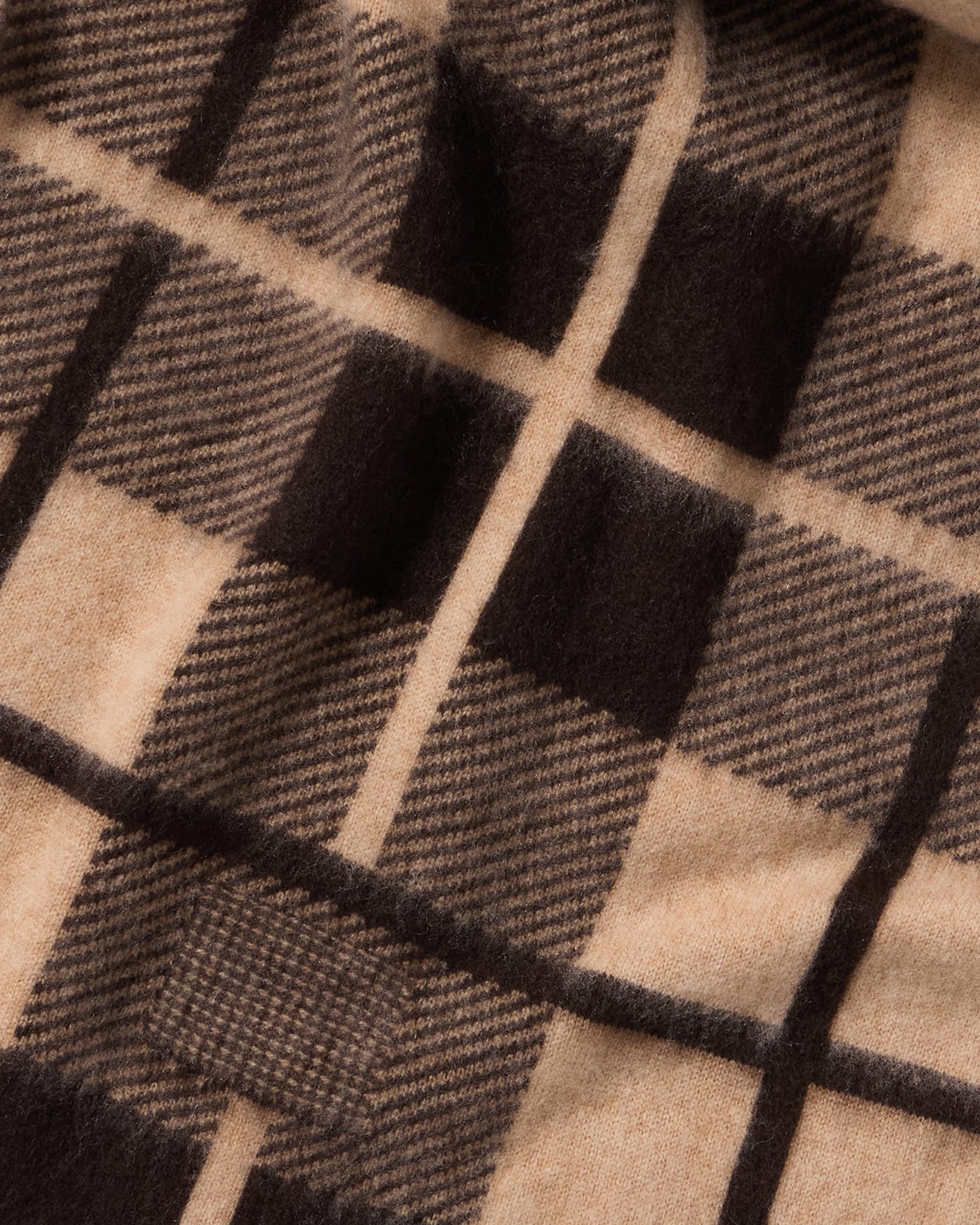 The Plaid Big Scarf - Burnt Coco/Dune mid-weight brushed plaid with jacquard double knit in wool and cashmere blend