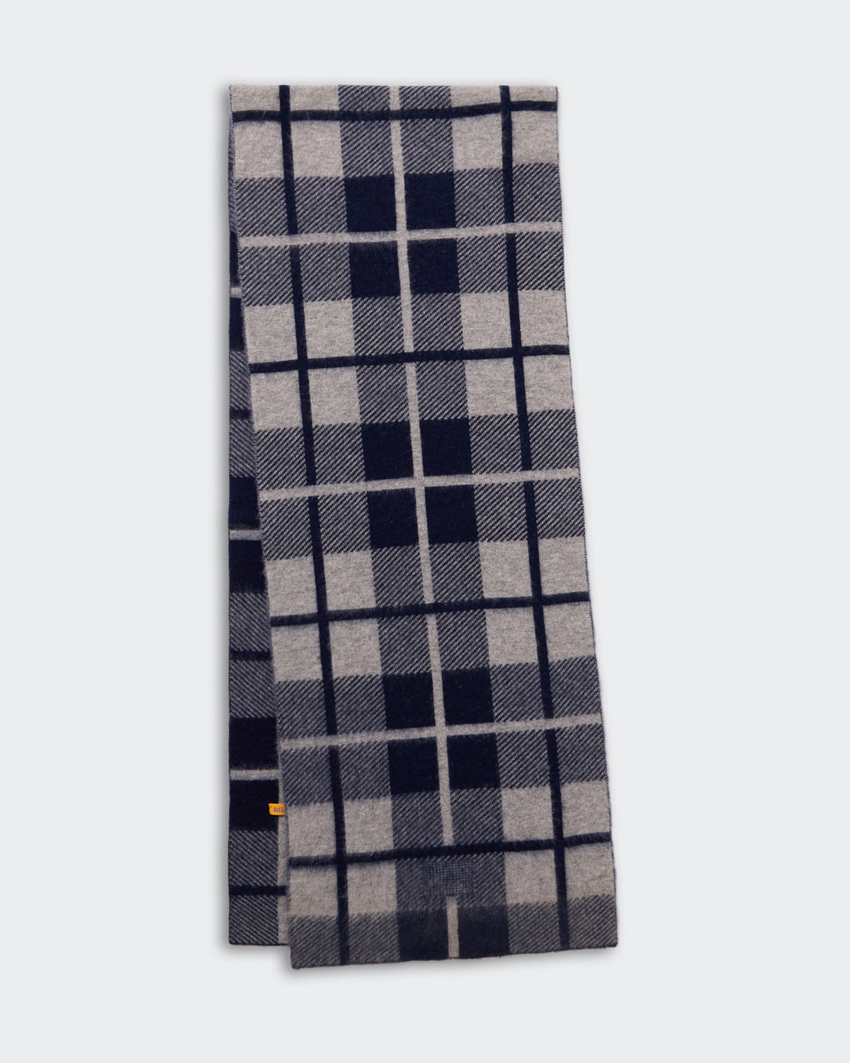 The Plaid Big Scarf - Midnight/Heather Grey with mid-weight brushed plaid in mercerized wool and cashmere blend.