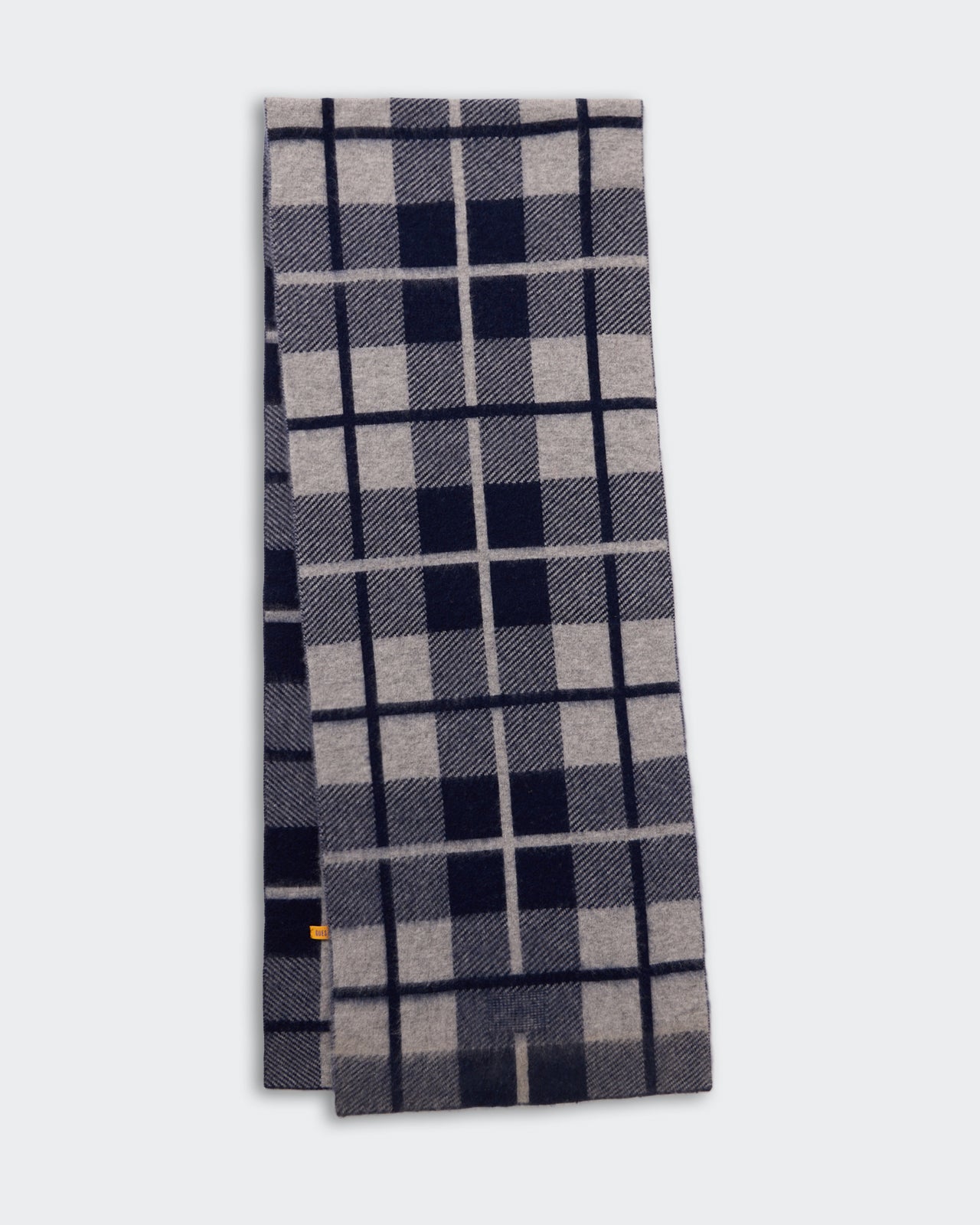 The Plaid Big Scarf - Midnight/Heather Grey with mid-weight brushed plaid in mercerized wool and cashmere blend.