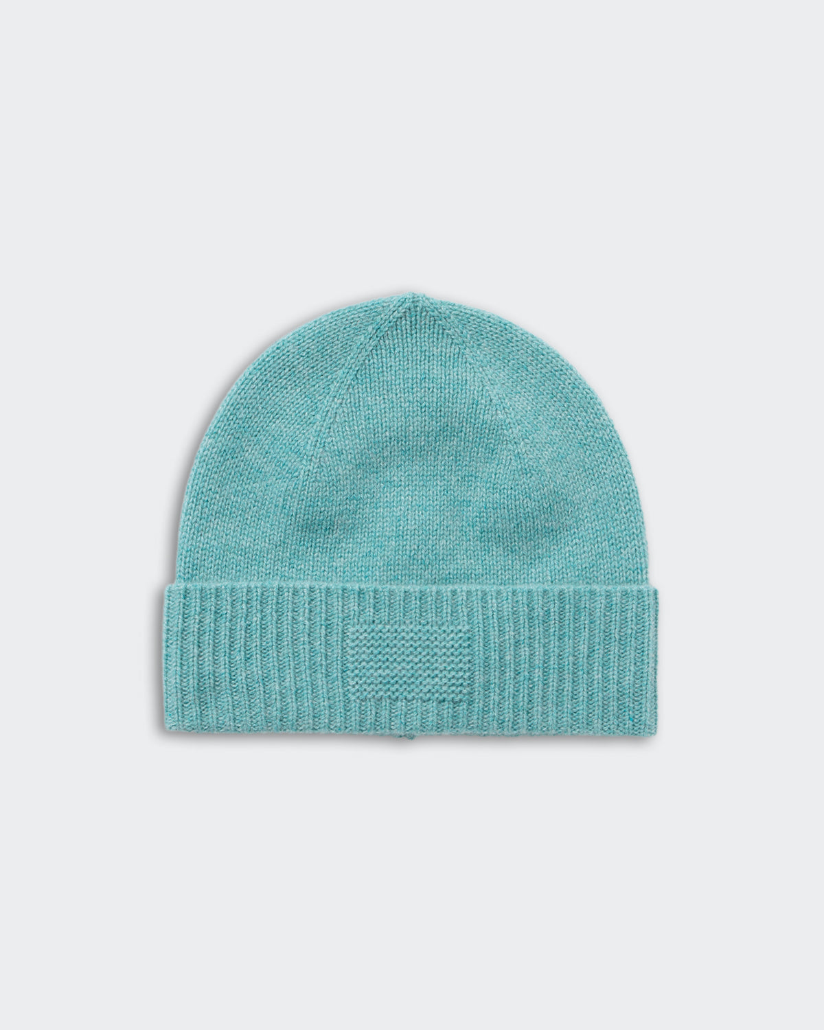 Rib Cuff Beanie - Glacier in light blue cashmere with ribbed cuff and GIR branding, unisex one size medium-weight design.