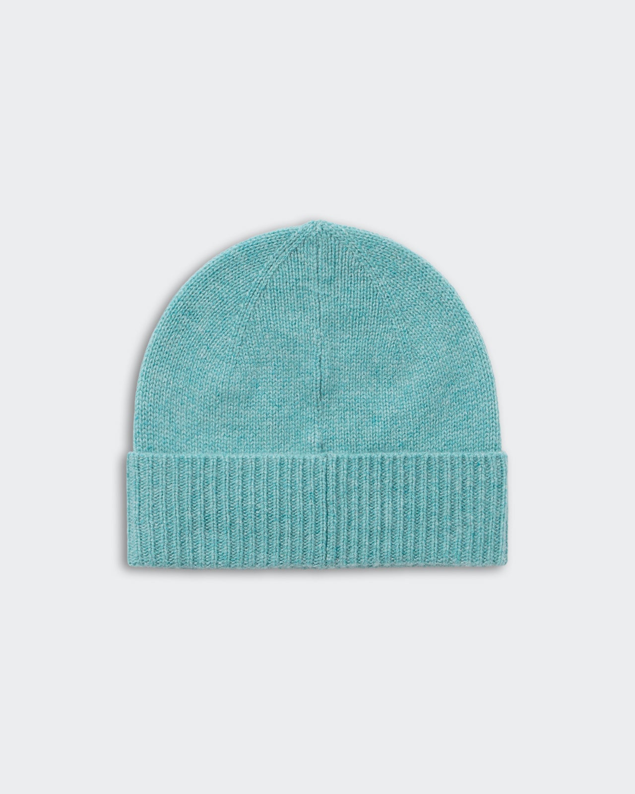 Rib Cuff Beanie - Glacier in light blue cashmere with ribbed cuff, unisex, one size, premium medium-weight knit.