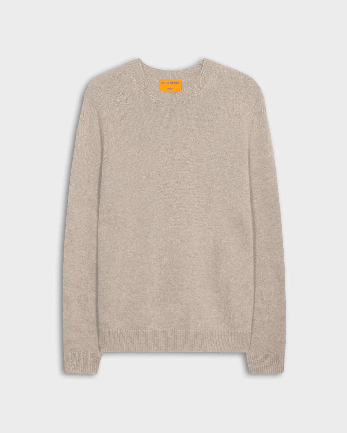 Allday Crew - Taupe men's medium-weight cashmere crew neck sweater in taupe color, true to size fit.