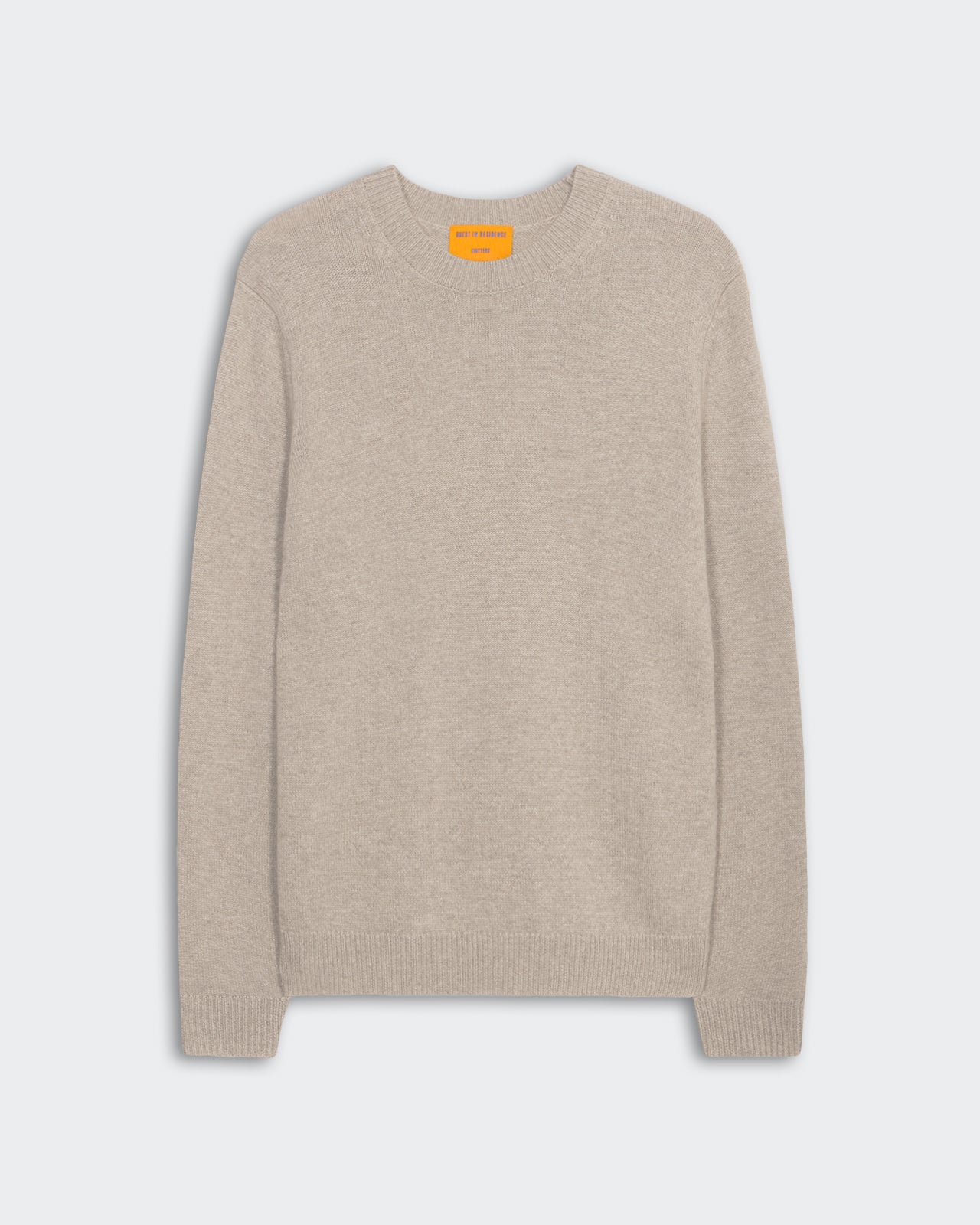 Allday Crew - Taupe men's medium-weight cashmere crew neck sweater in taupe color, true to size fit.
