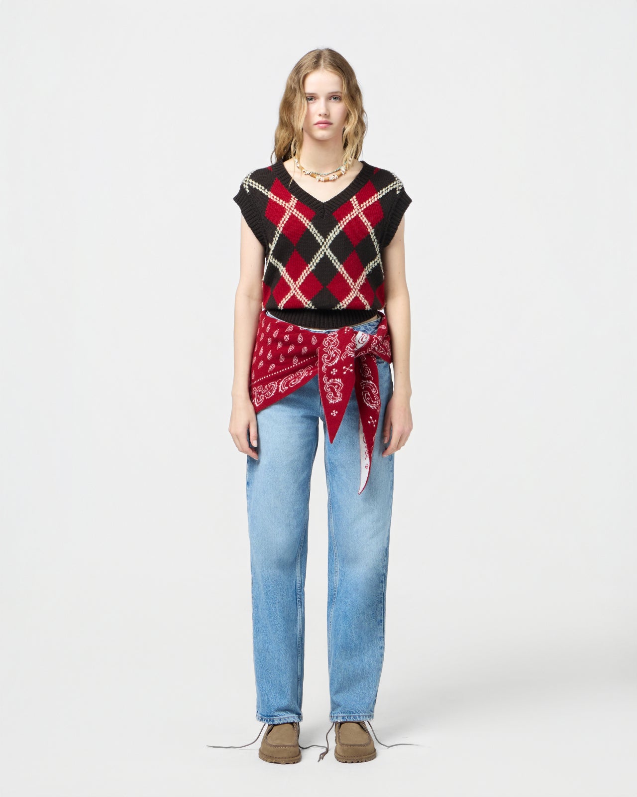 Argyle Vest - Burnt Cocoa Combo