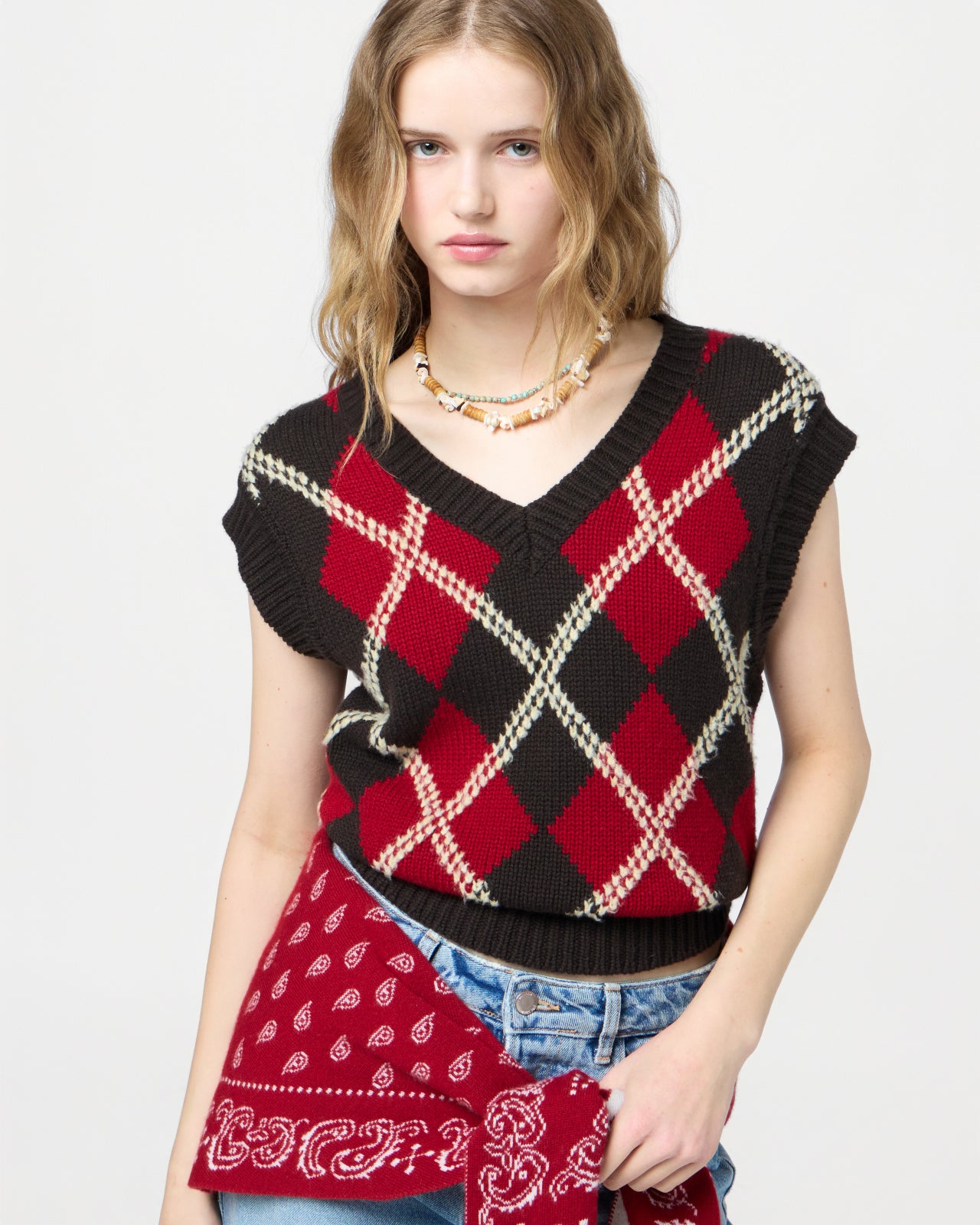 Argyle Vest - Burnt Cocoa Combo