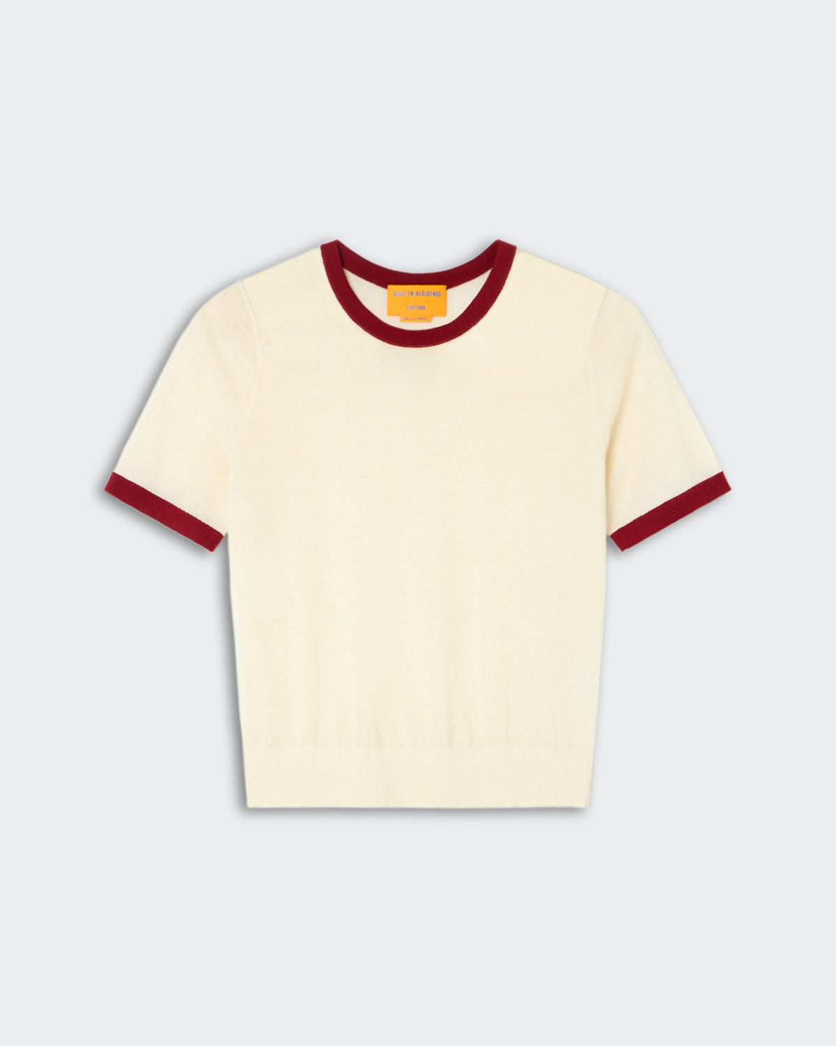 Airy Ringer Tee - Cream/Carmine