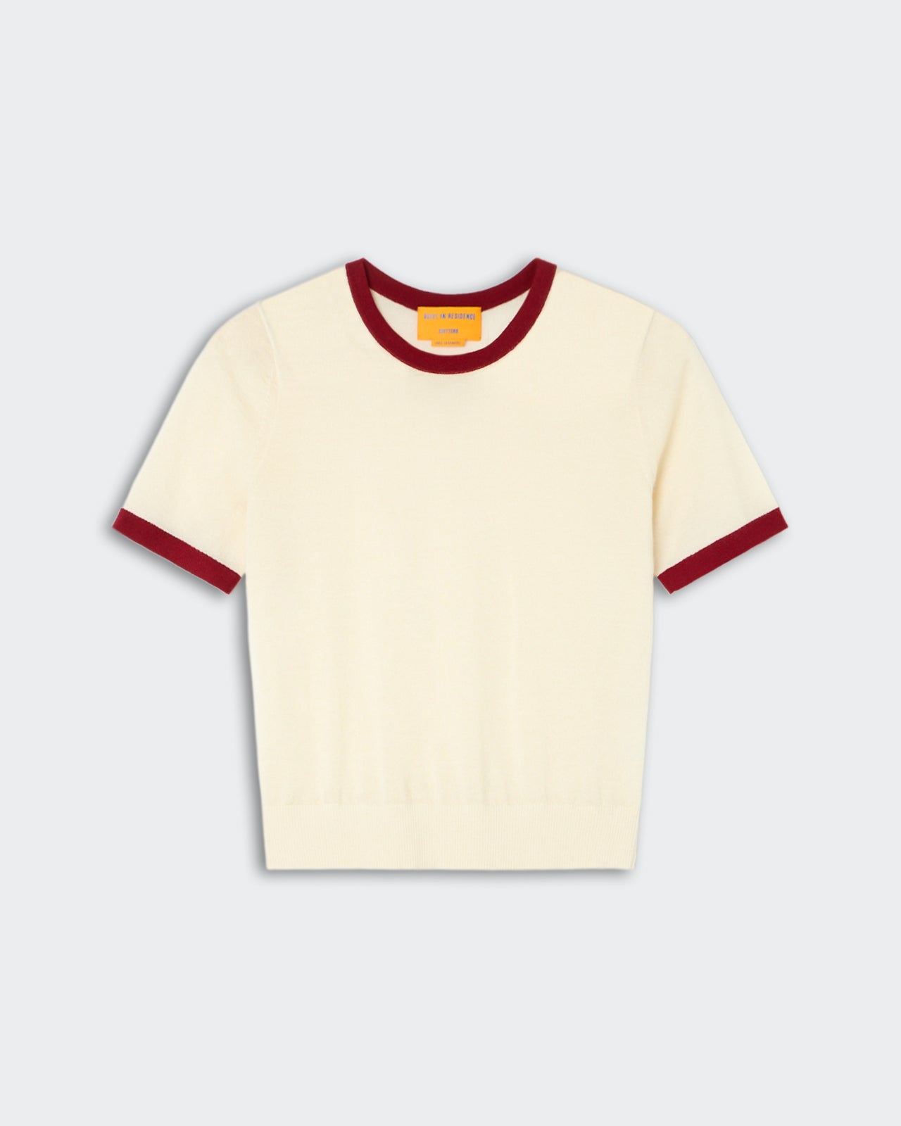 Airy Ringer Tee - Cream/Carmine