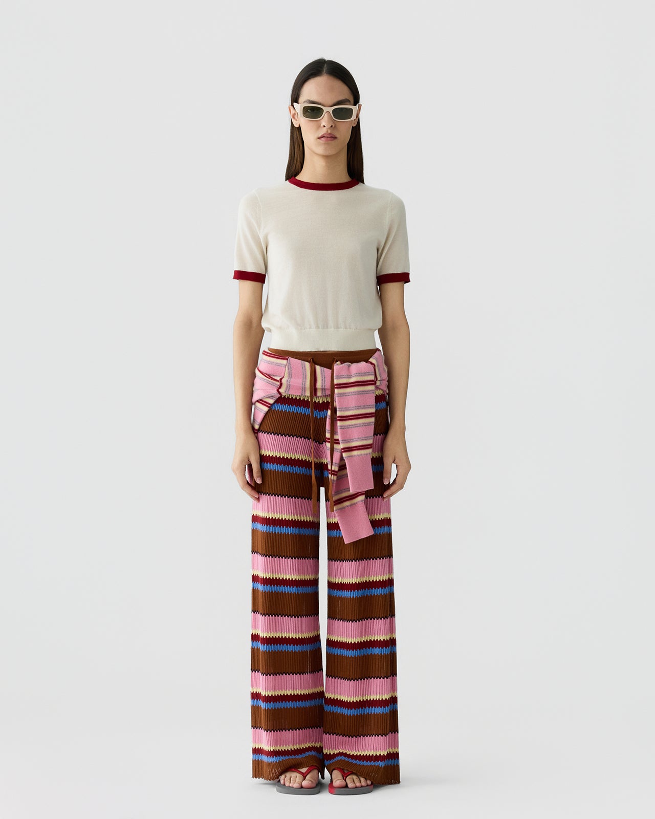 Airy Ringer Tee - Cream/Carmine – Guest In Residence