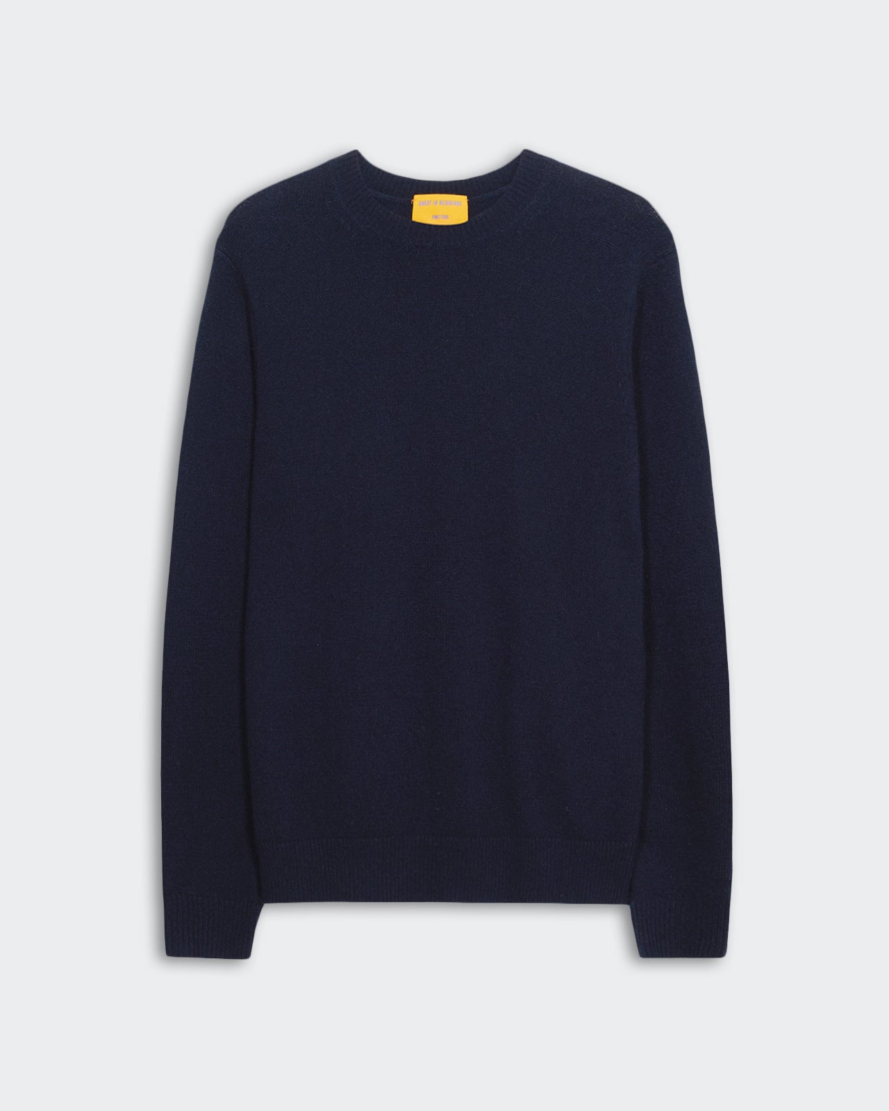 Allday Crew - Midnight in navy blue, medium-weight 100% cashmere crew neck sweater for men.