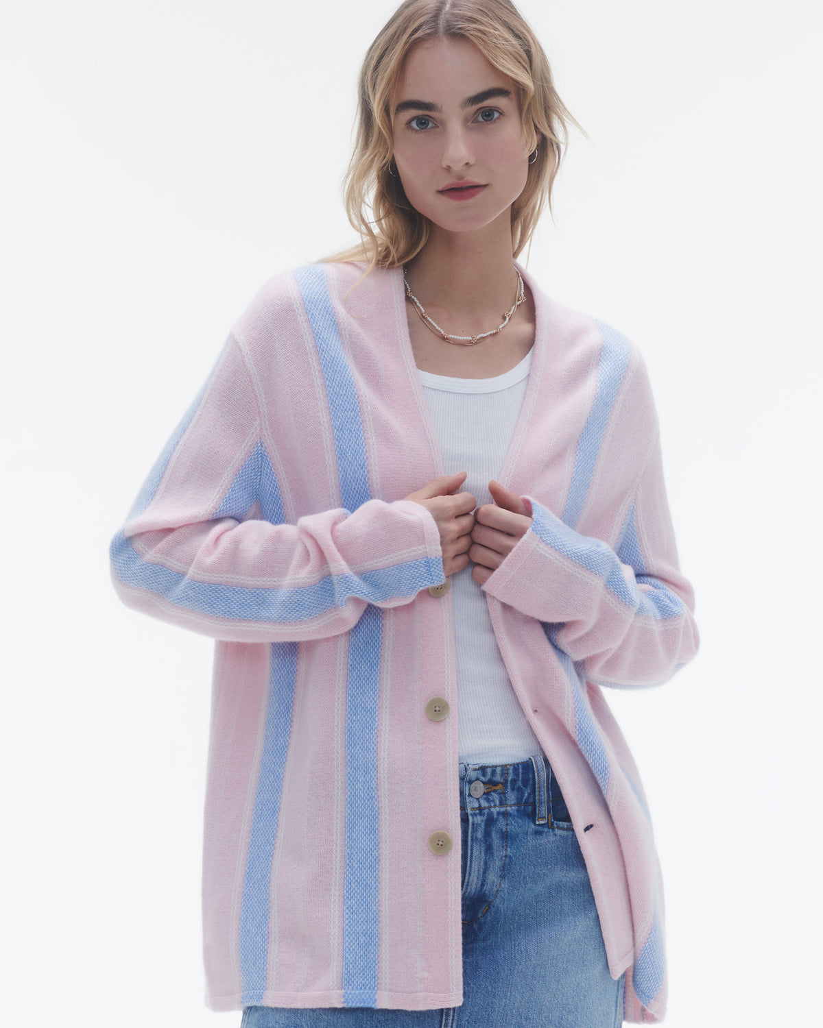 Baja Everywear Cardigan - Powder Pink Combo