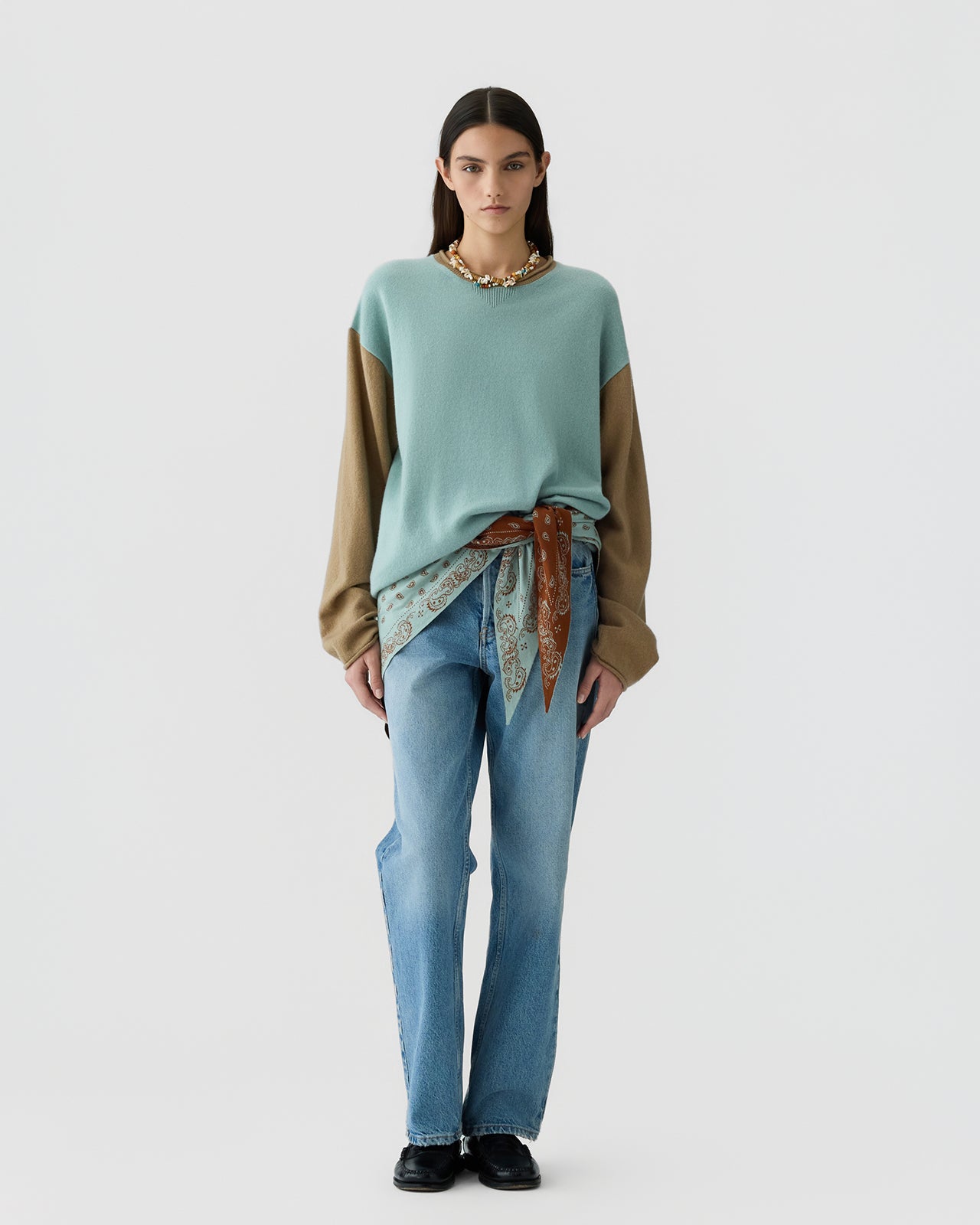 Baseball Oversized Crew  - Sage Brush/Camel