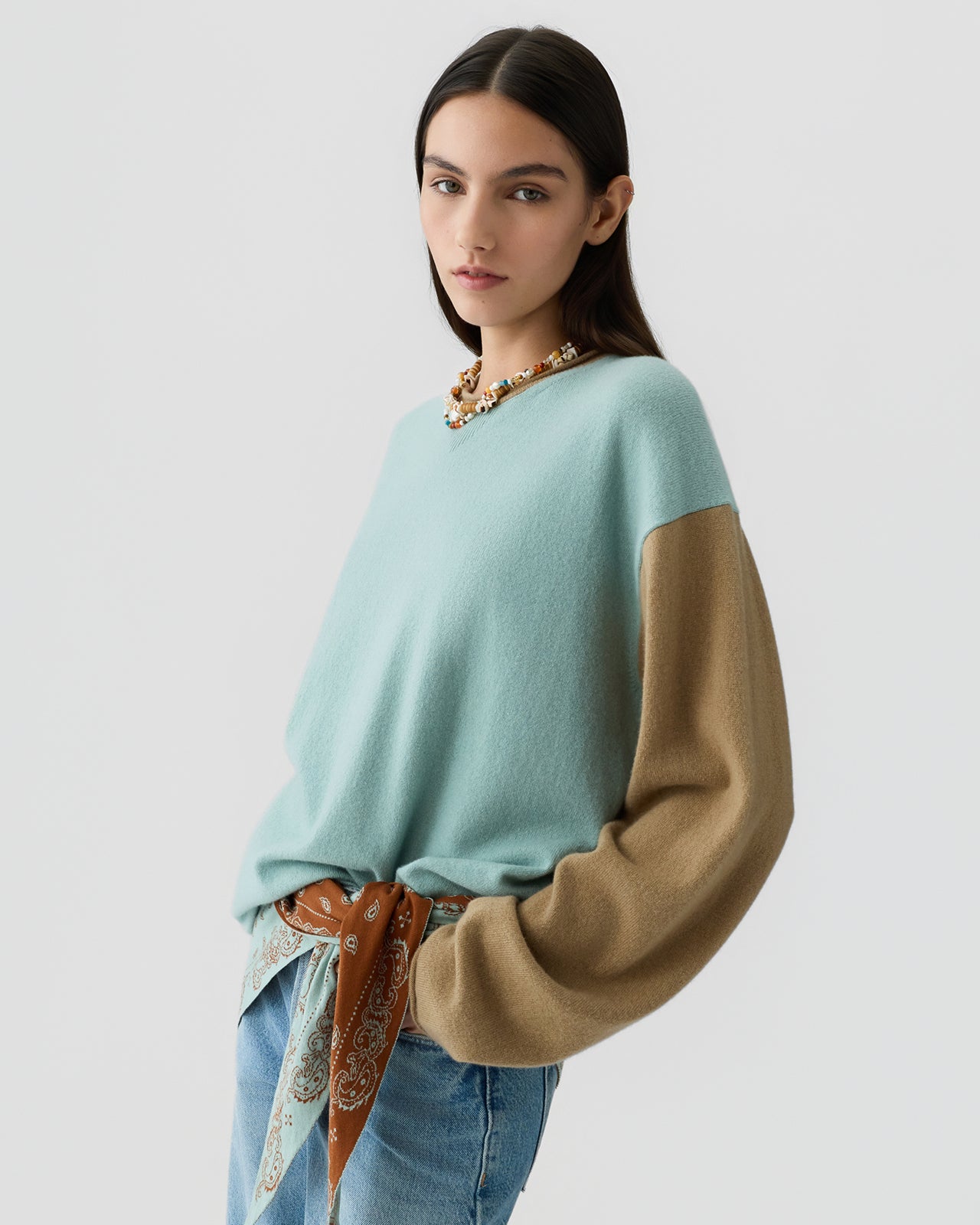 Baseball Oversized Crew  - Sage Brush/Camel