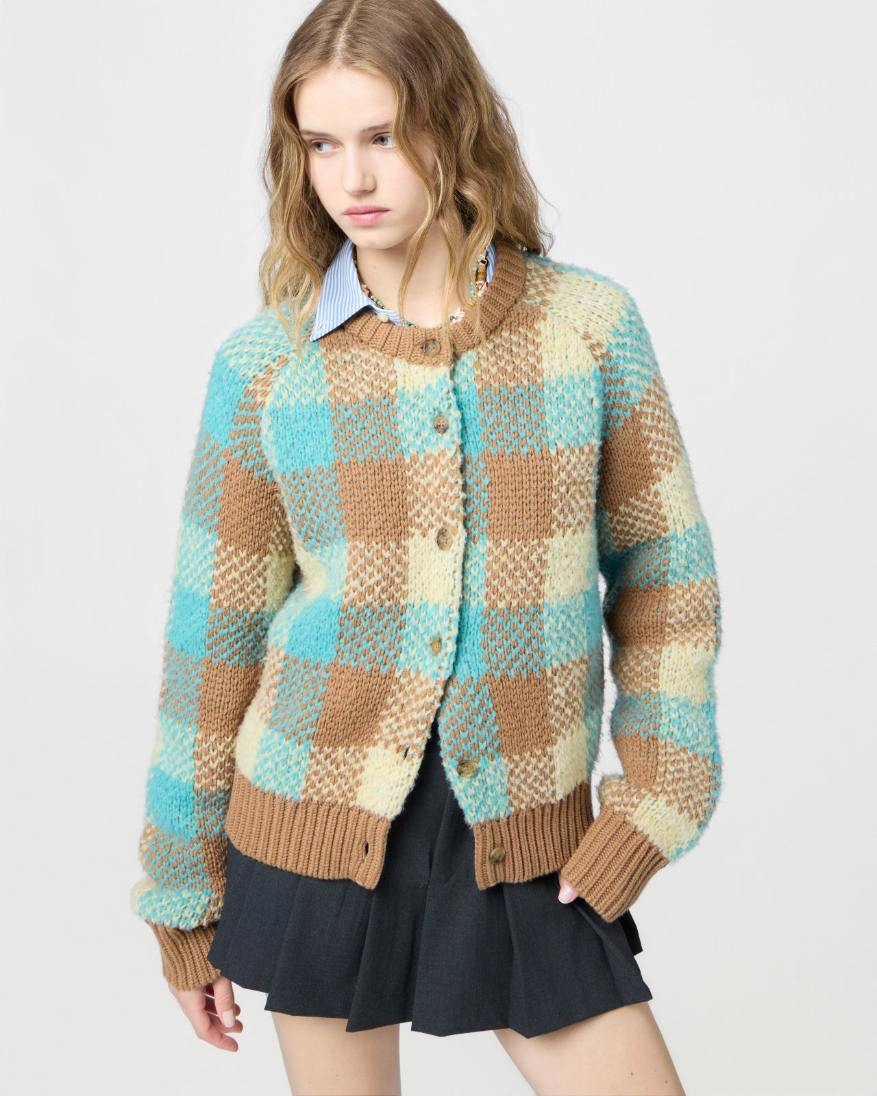 Buffalo Plaid Cardigan - Glacier Combo