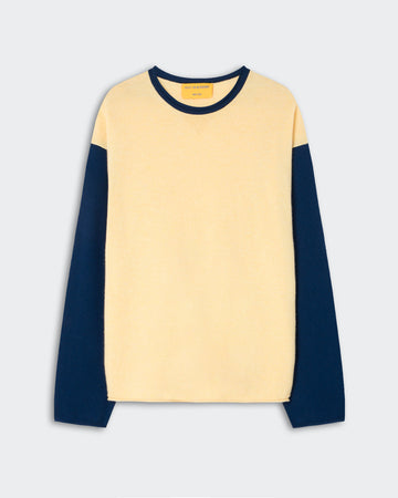 Baseball Oversized Crew - Butter/Navy