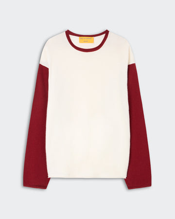 Baseball Oversized Crew Cream Carmine