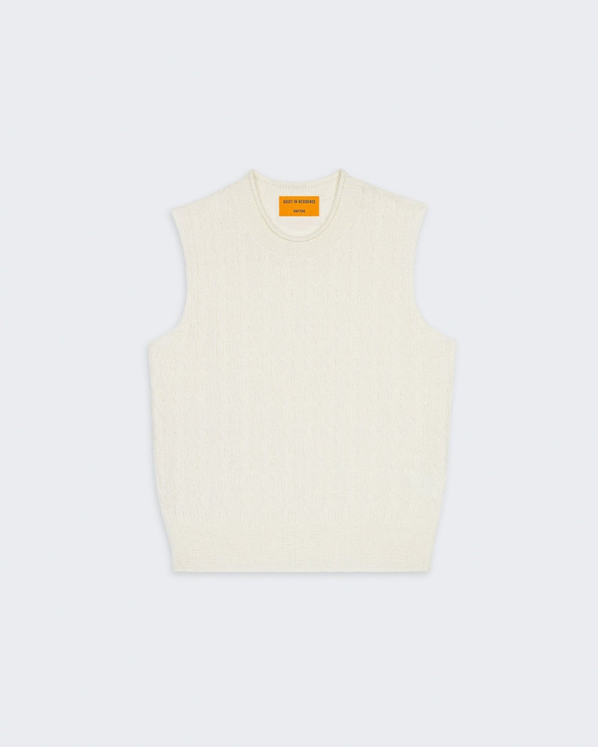 Cable Vest In Cashmere - Cream