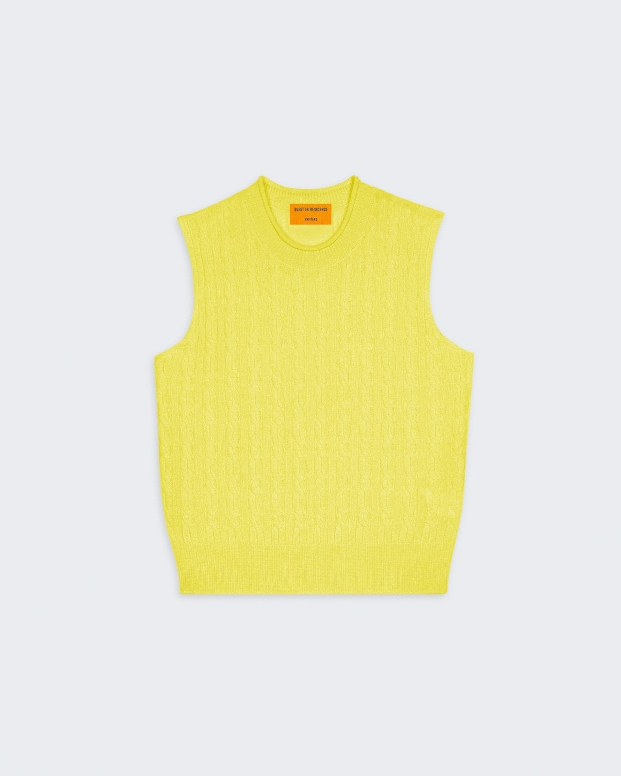 Cable Vest In Cashmere - Lemon