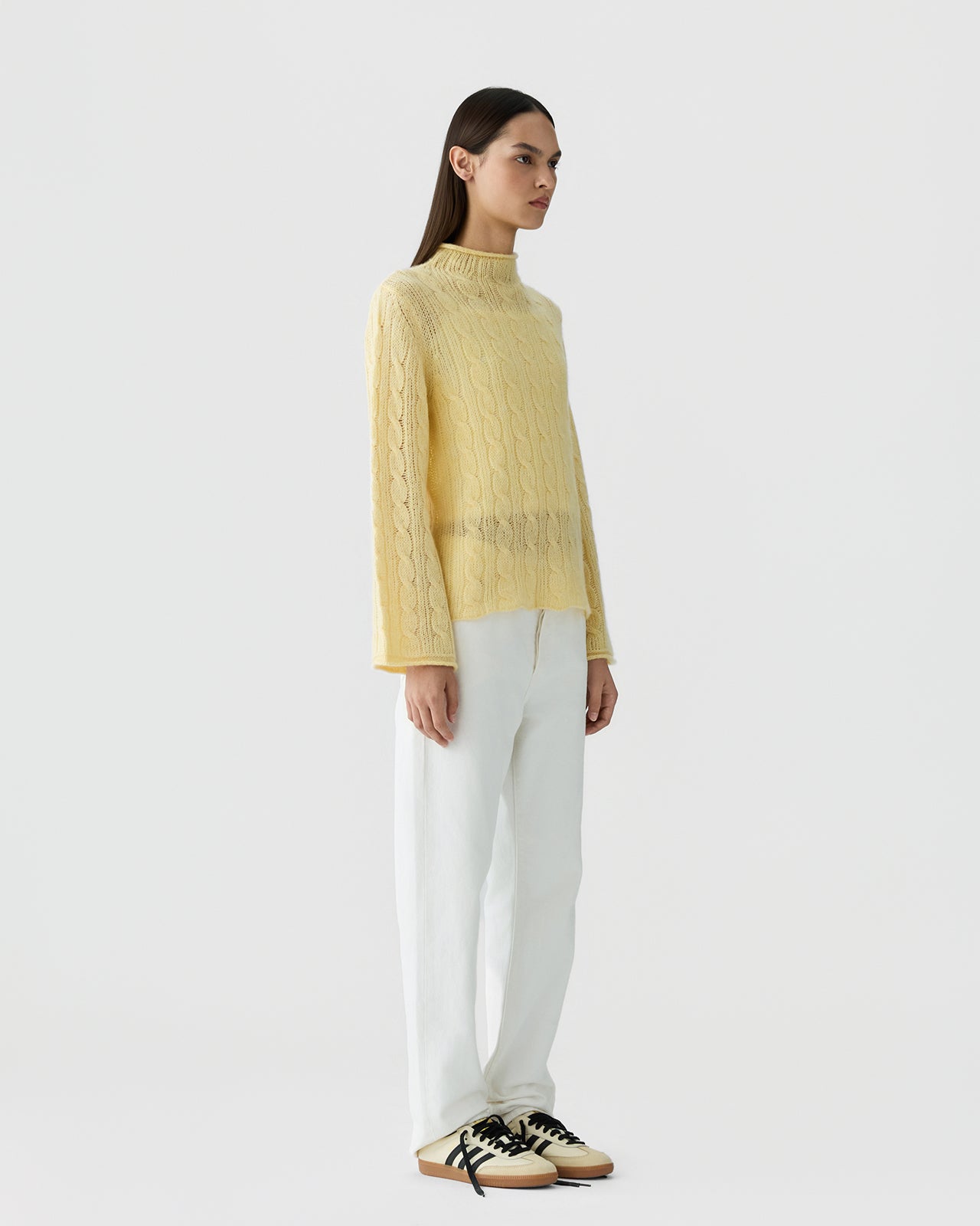 Cable Mock Neck Top - Butter