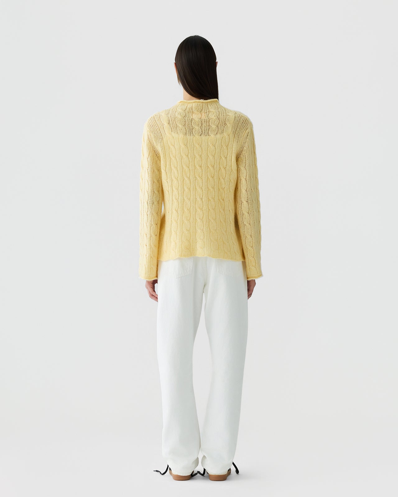 Cable Mock Neck Top - Butter