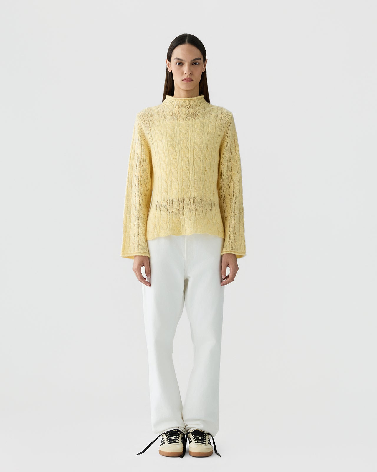 Cable Mock Neck Top - Butter