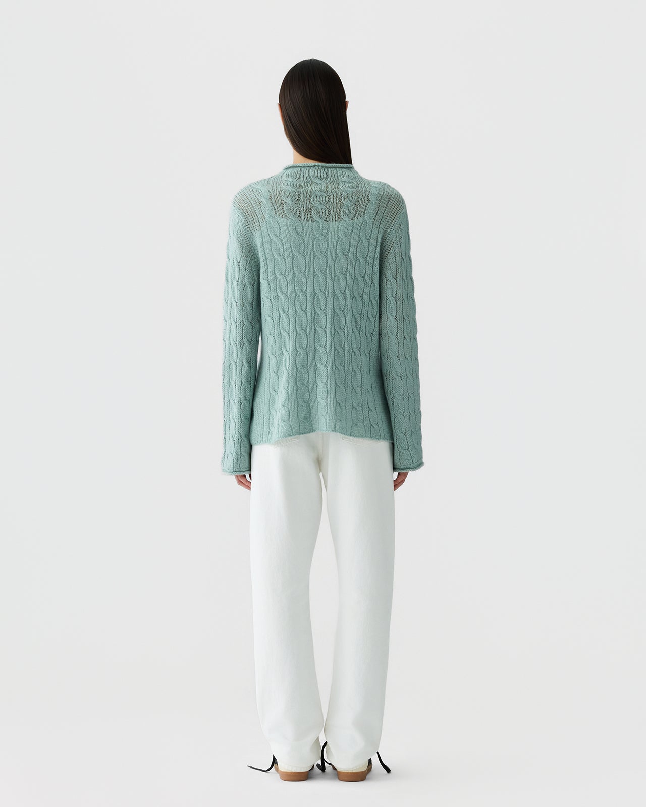 Cable Mock Neck Top - Sage Brush – Guest In Residence