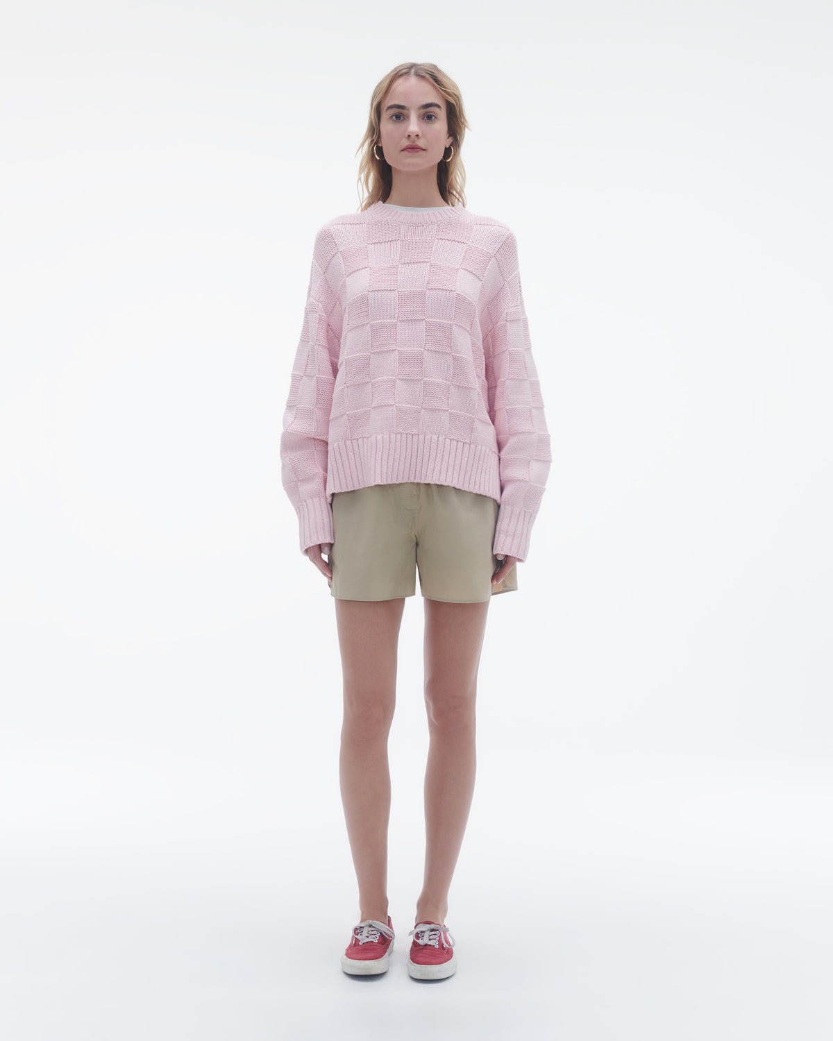 Checker Cozy Crew - Powder Pink