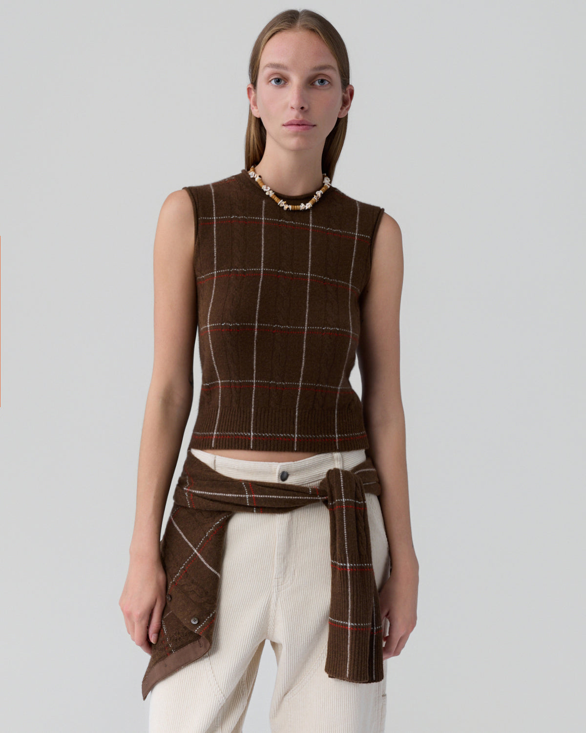 Check Vest - Chestnut Combo