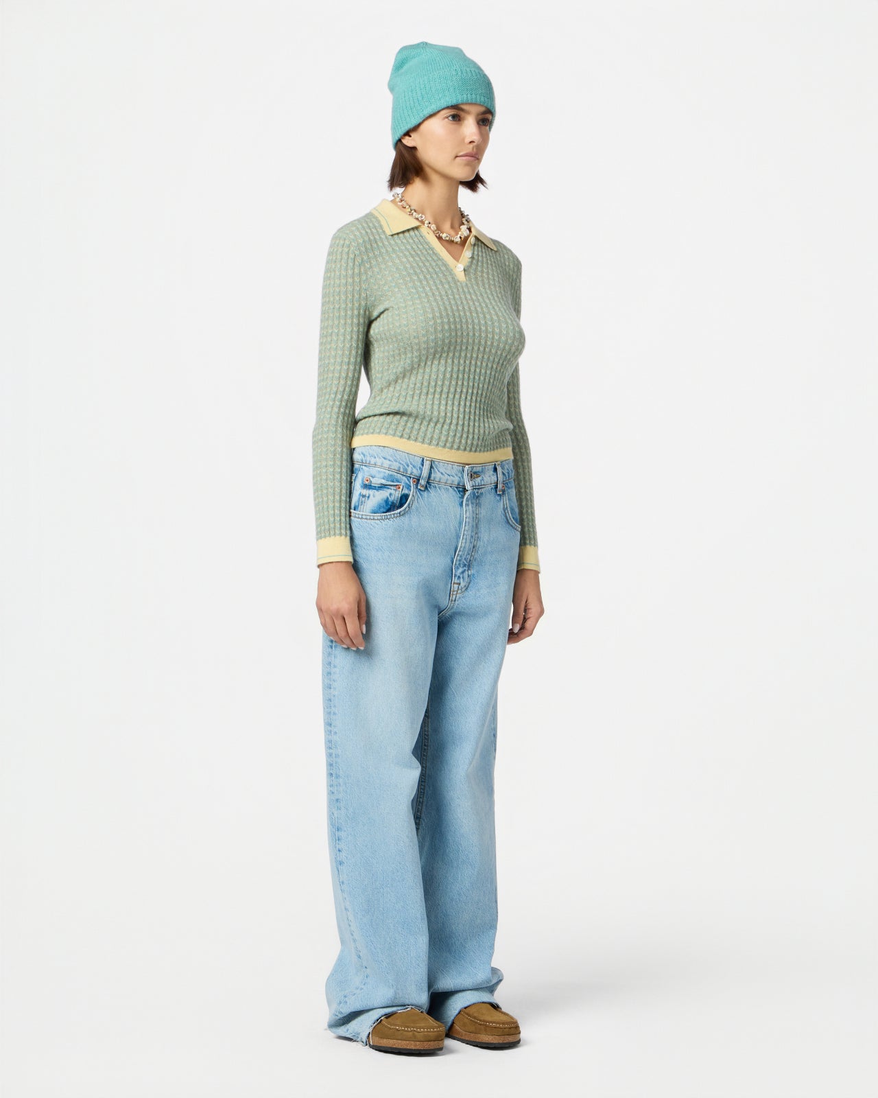 Chevron L/S Shrunken Polo - Butter Combo