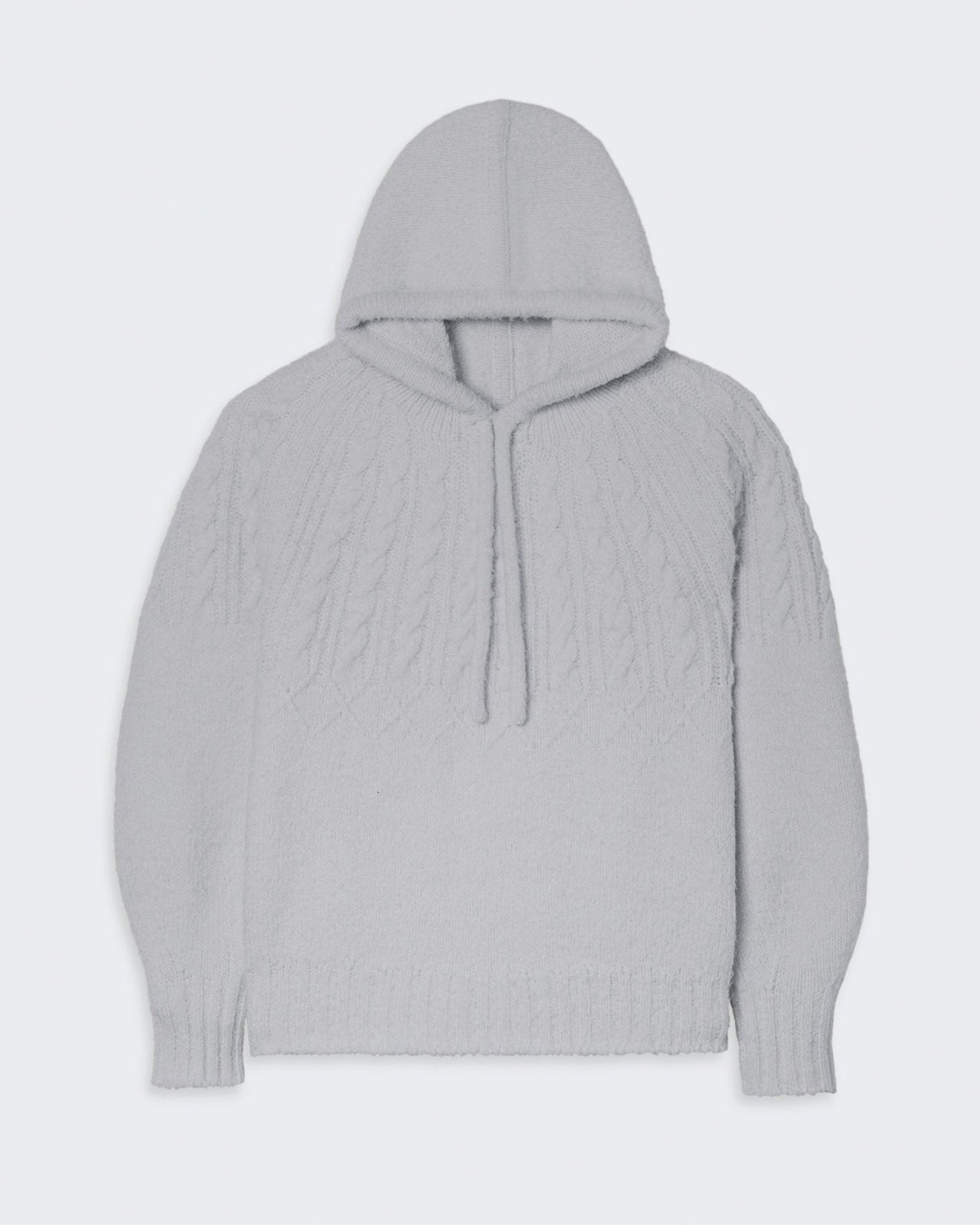 Gray chunky knit hooded sweatshirt