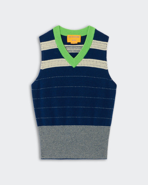 Collegiate Stripe Vest - Navy Combo – Guest In Residence