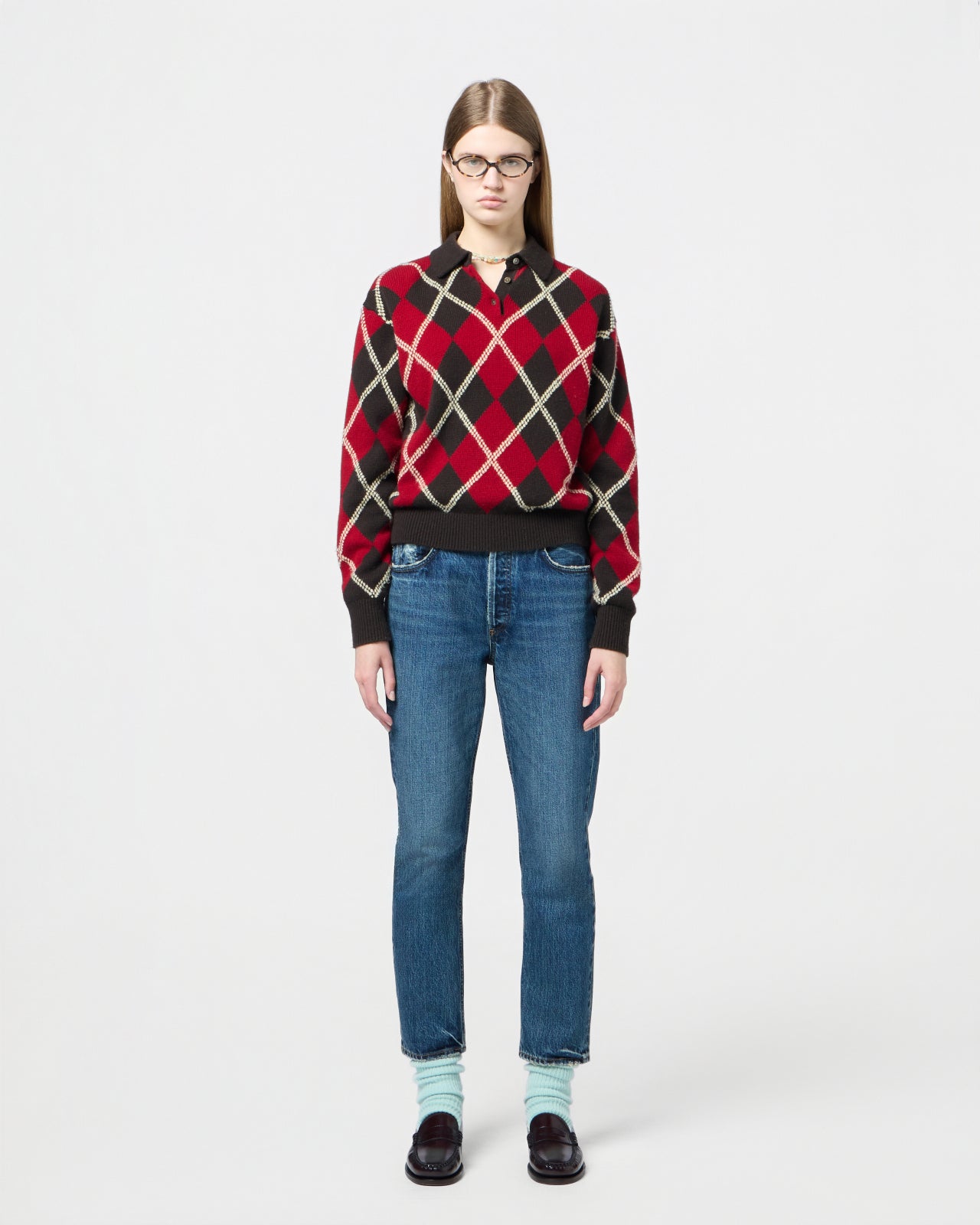 Collegiate Argyle Polo - Burnt Cocoa Combo