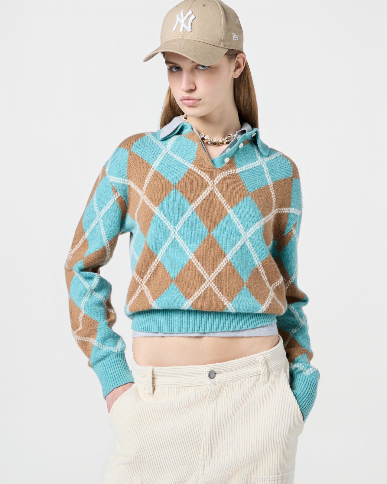 Collegiate Argyle Polo  - Glacier Combo