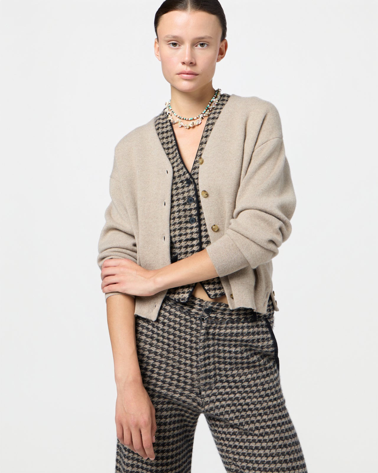Collegiate Cardigan - Taupe