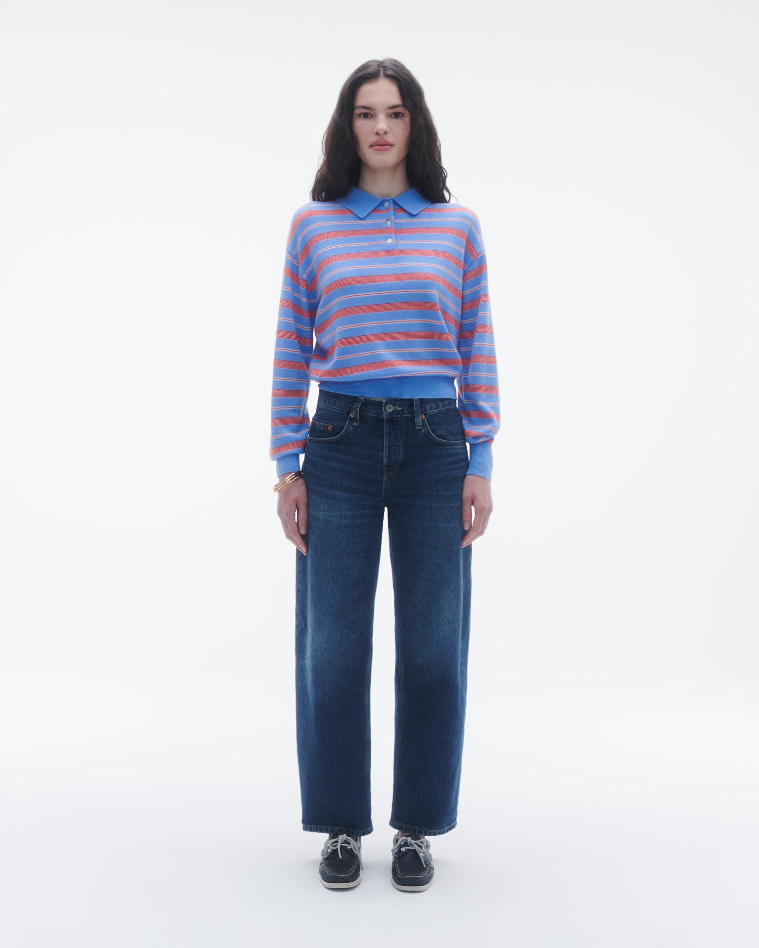 Guest in Residence Collegiate Stripe Polo in Clear Sky Combo