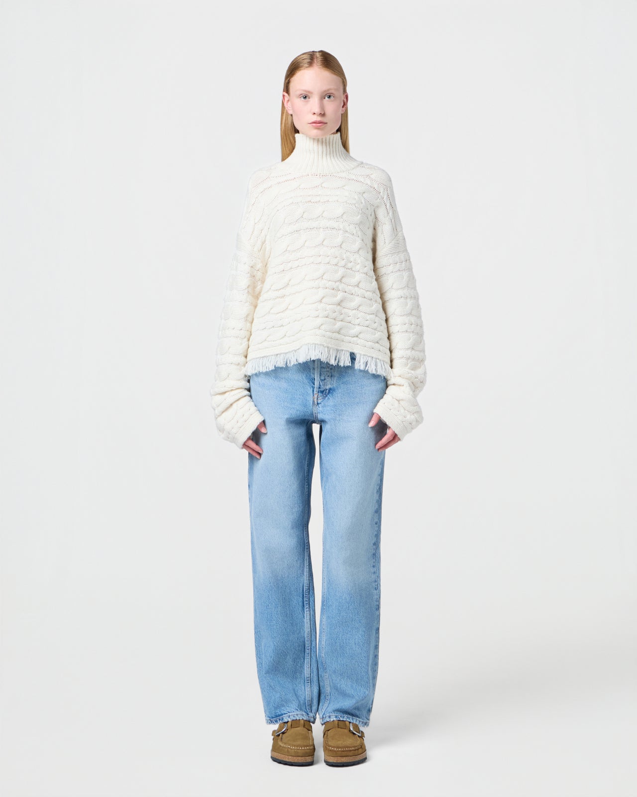 Cropped Cable Tnk - Cream