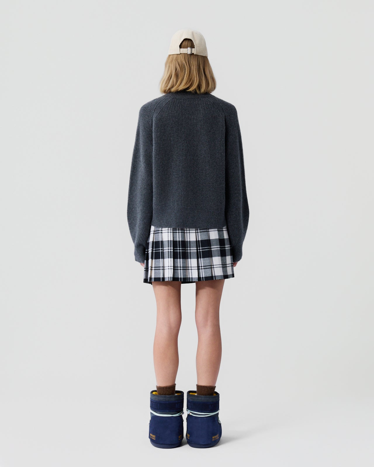 Cropped Rib Turtleneck - Charcoal