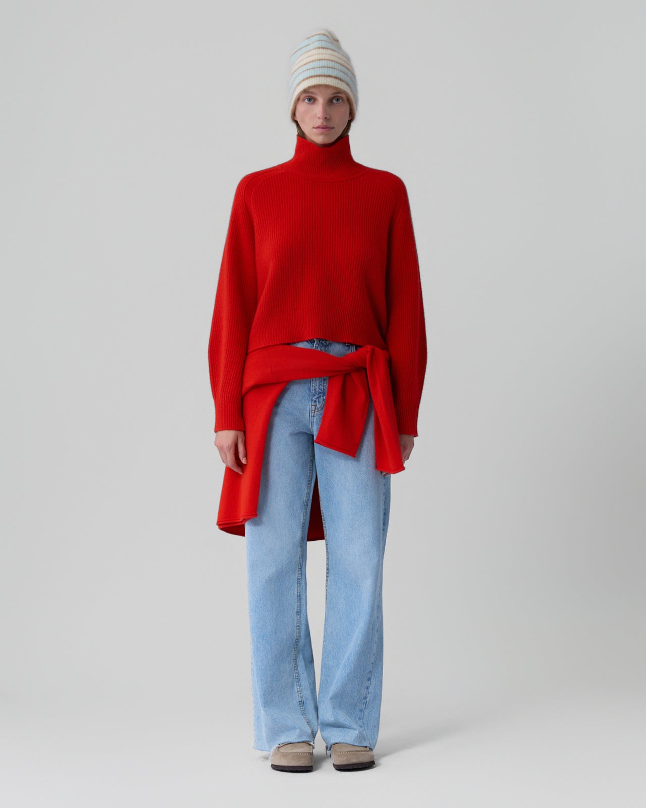Cropped Rib Turtleneck - Chili