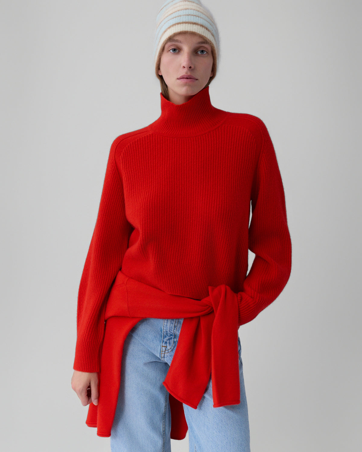 Cropped Rib Turtleneck - Chili